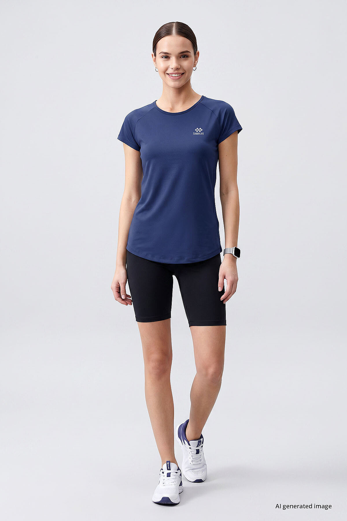 TOMMY LIFE Arka Detay Indigo Kadın Tshirt T05BY-97101_1 görsel 2