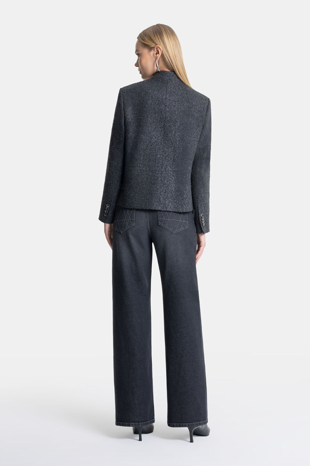 W Collection ANTRASİT KRUVAZE KISA KABAN görsel 7