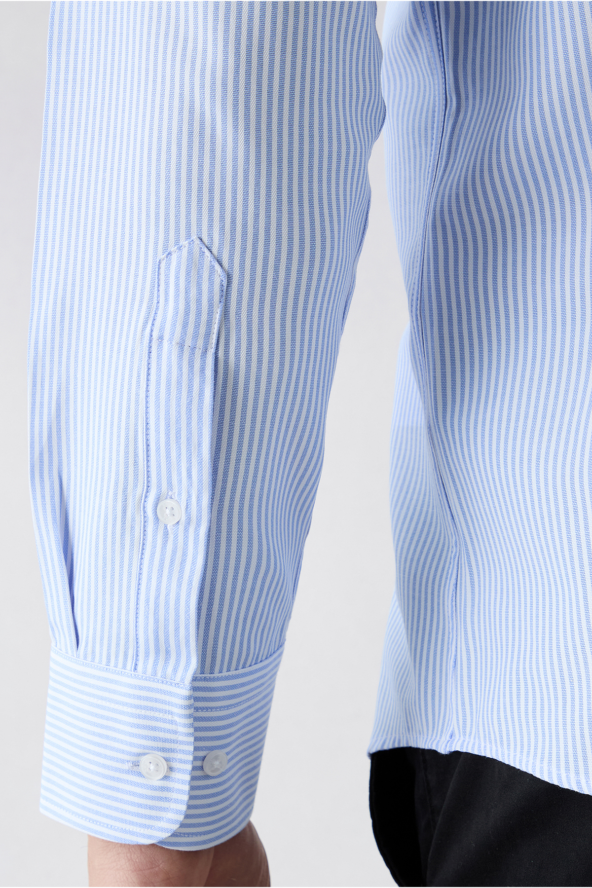 Kiğılı Uzun Kol Slim Fit Çizgili Klasik Yaka Pamuklu Kolay Ütülenebilir Gömlek görsel 4