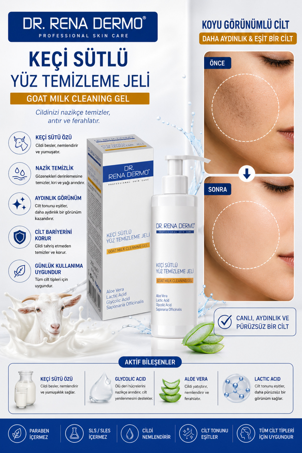 Dr. Rena Dermo Keçi Sütlü Yüz Temizleme Jeli 250 Ml — 9278652