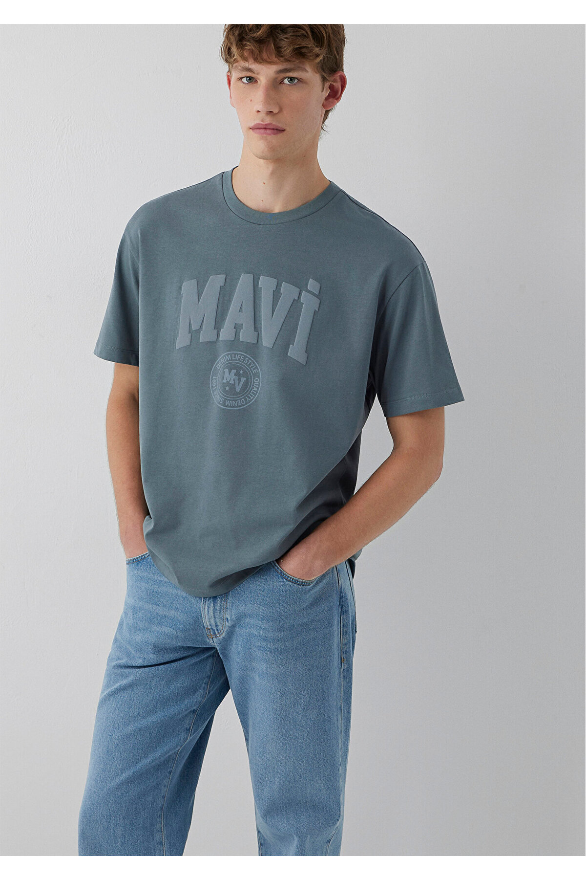 Mavi Logo Printed Gray T-Shirt Loose Fit / Relaxed Fit 0612897-80889
