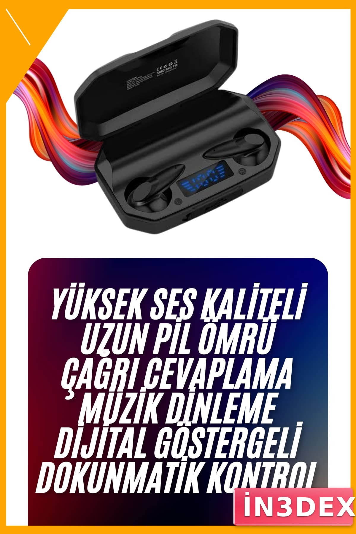 Kablosuz Bluetooth 5.2 Kulaklığı Siyah RGB Işıklı