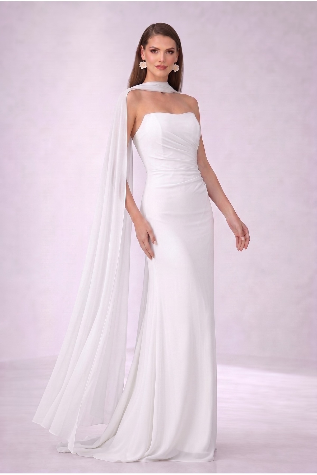 Barbara White Chiffon Dress