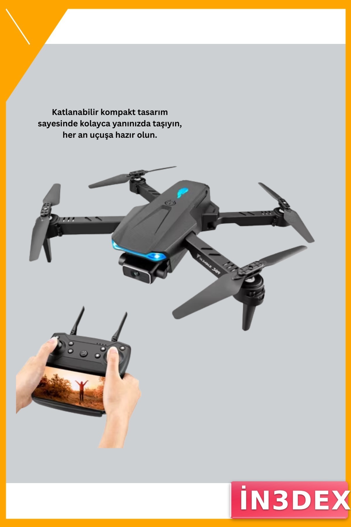 4K Kameralı Katlanabilir Drone 1800mAh Batarya 100m Menzil