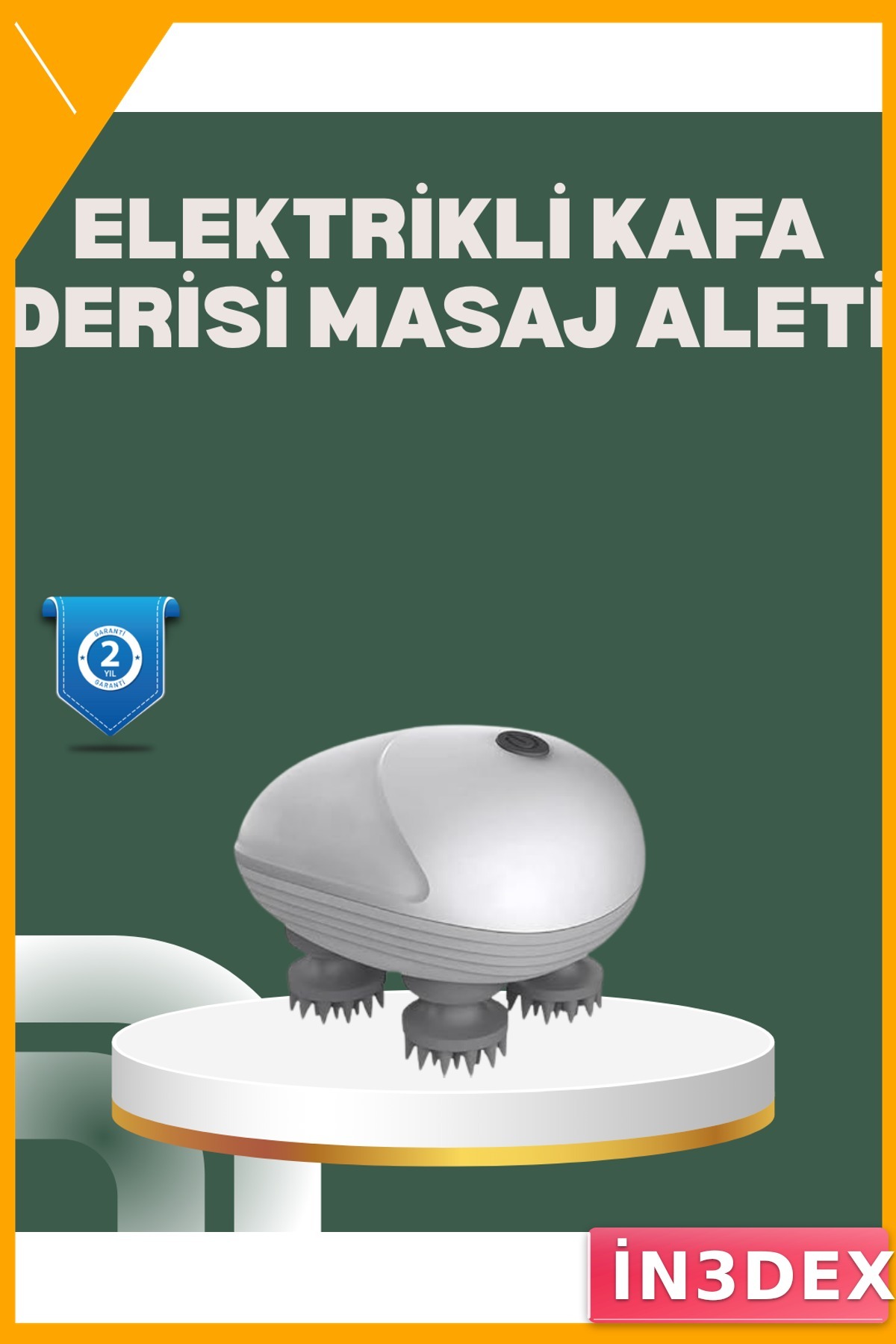 Elektrikli Kafa Masaj Aleti IPX7 Su Geçirmez 3 Hız Şarjlı