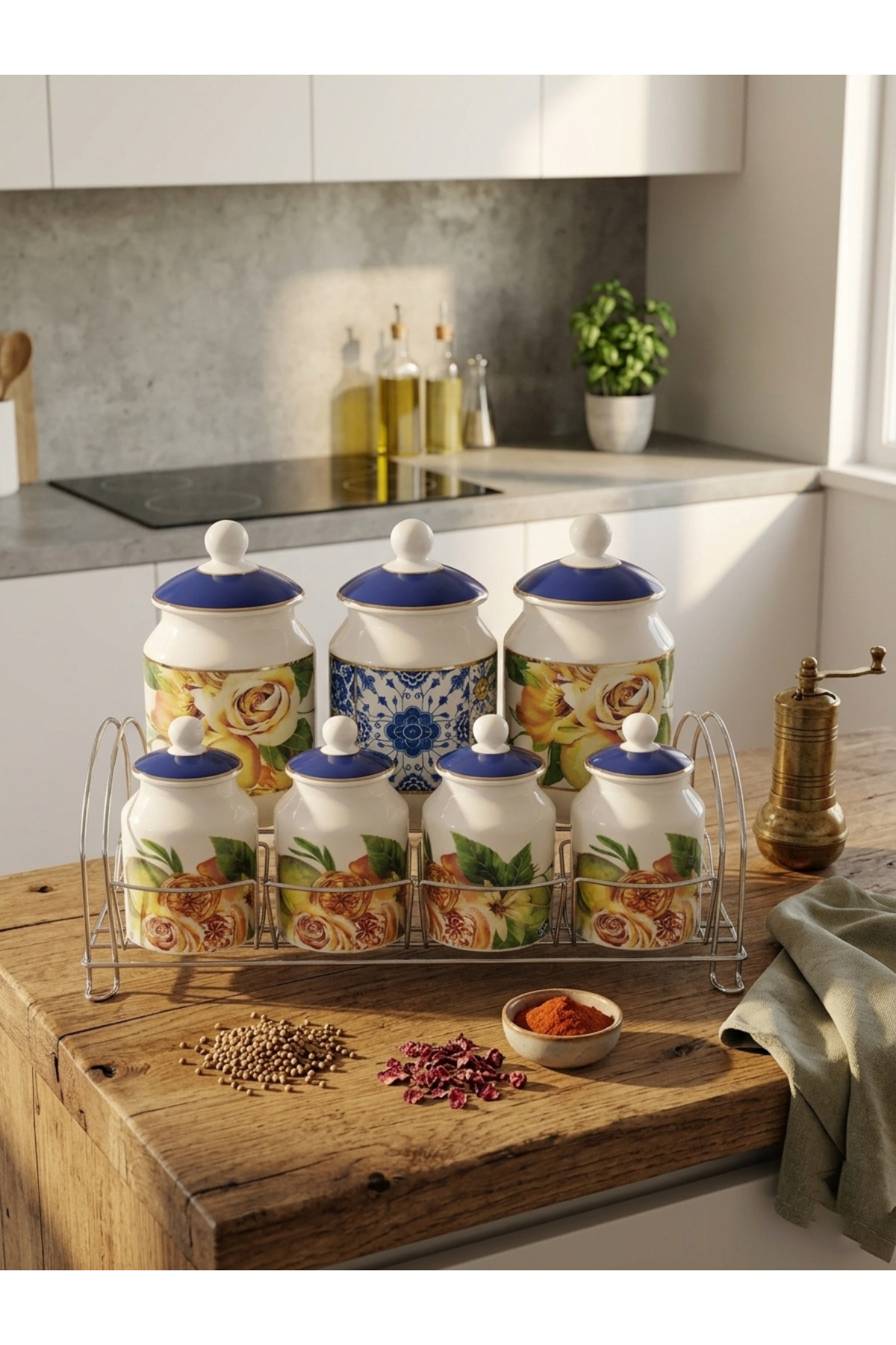 DS Home&Design Vintage 7 Piece Porcelain Spice Set