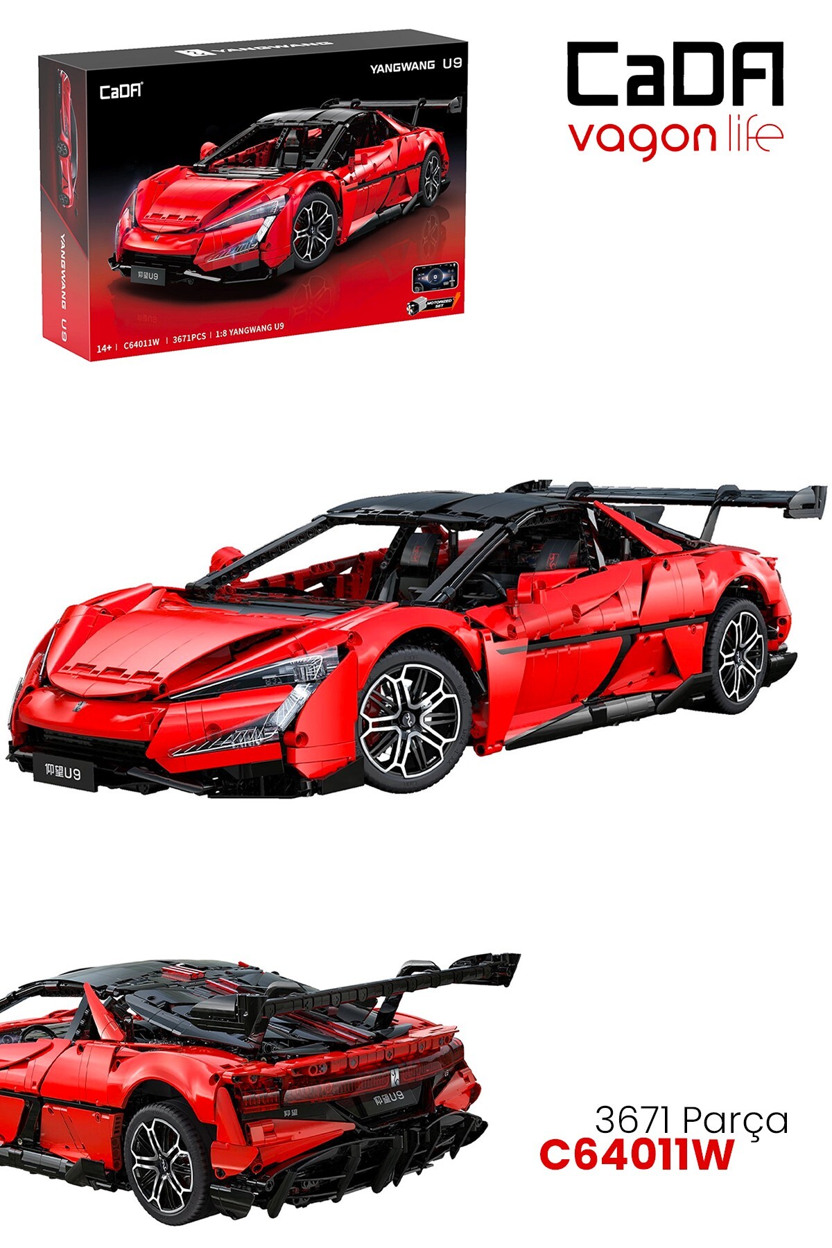 Vagonlife CADA 1:8 YangWang U9 Supercar 3671 Parça Araba Yapım