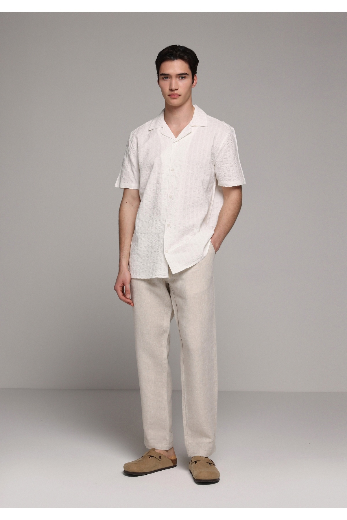 Regular Fit Orta Bel Düz Paça Erkek Taş Pantolon