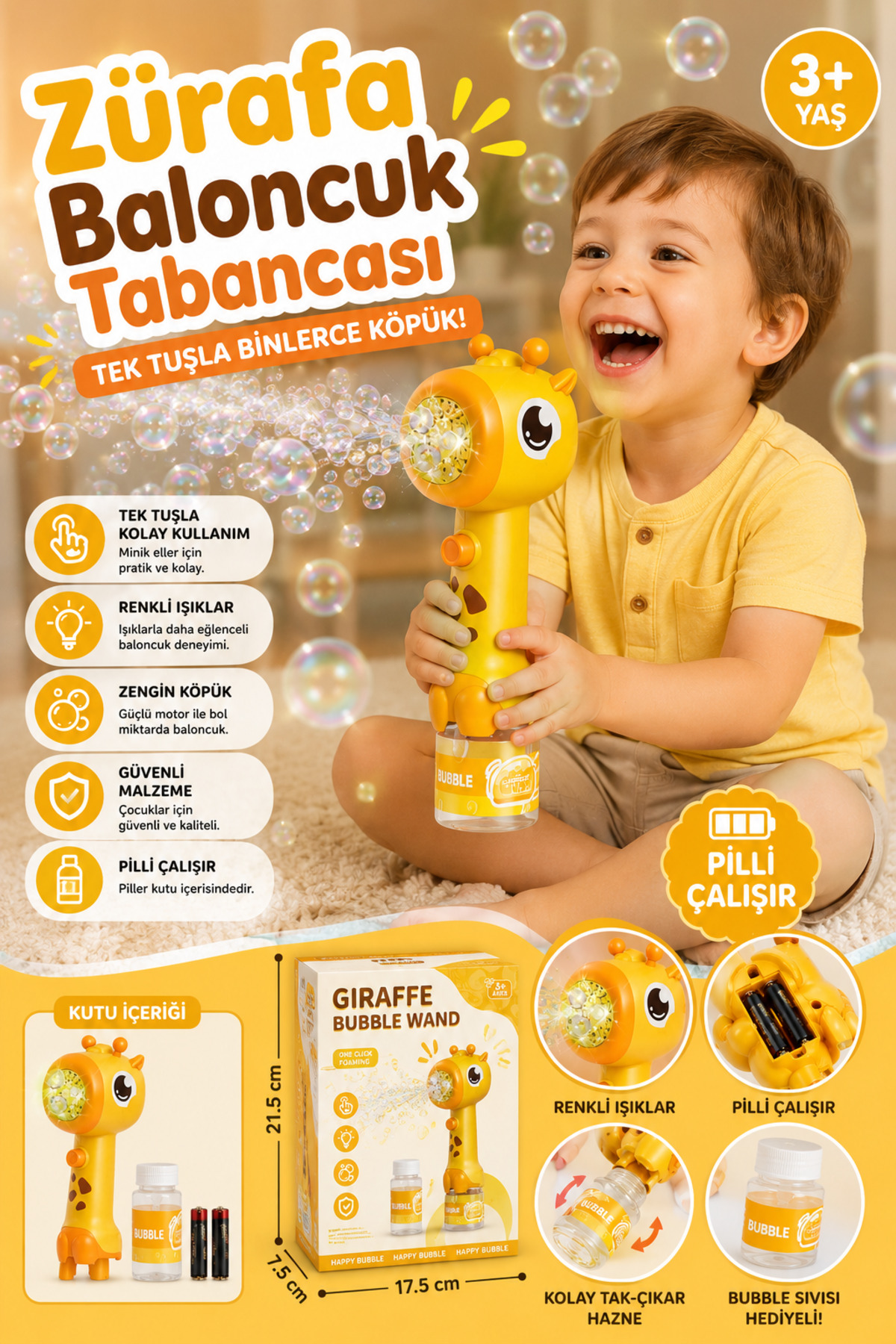 Selvira Zürafa Bubble Wand Köpük Baloncuk Oyuncağı – Işıklı