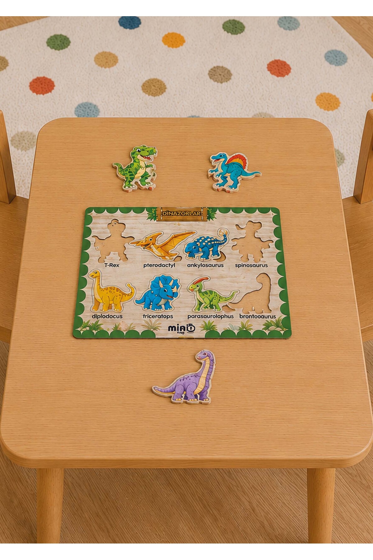 minİQ toys Ahşap Türkçe Dinazorlar Eğitici-Öğretici Yapboz