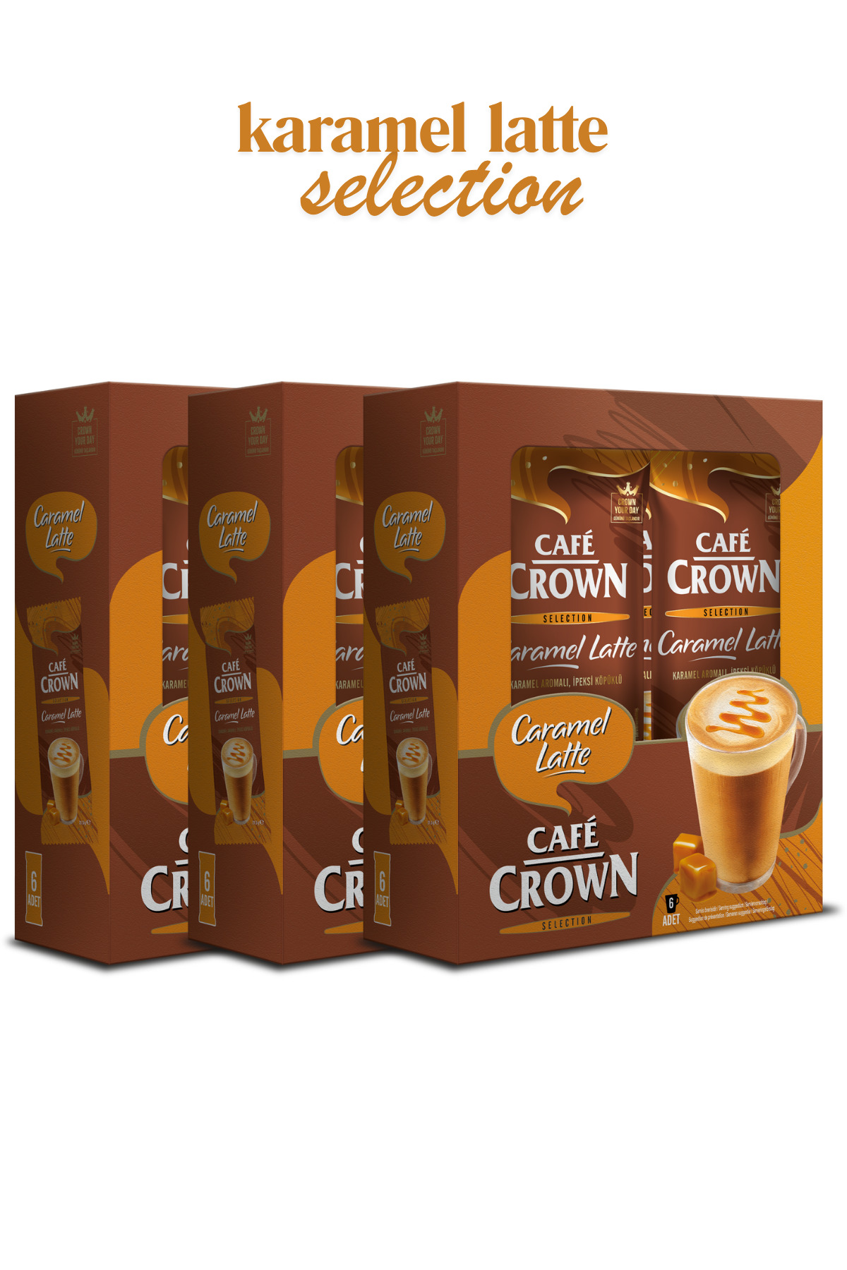Cafe Crown Selection Karamel Latte 21,5g x 6 adet x 3 kutu ( 18