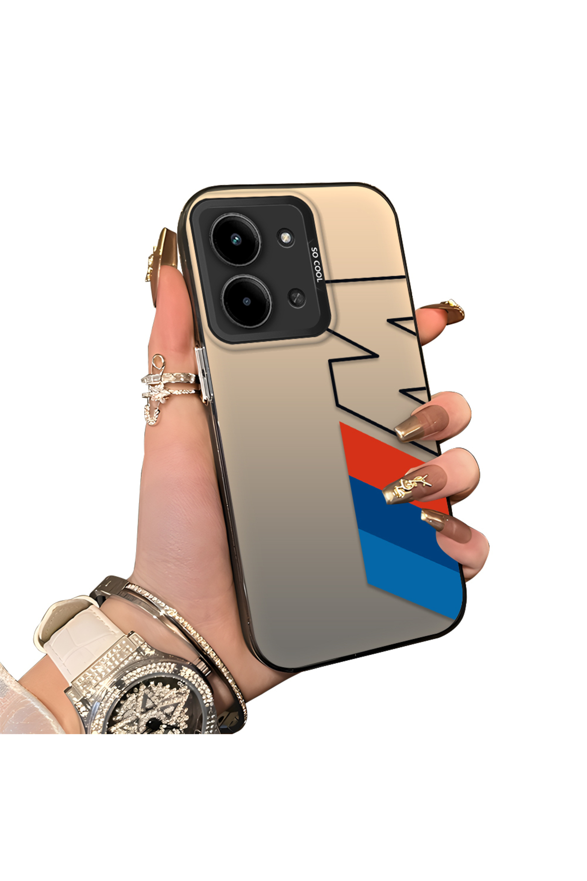 Redmi 15c 5G Compatible Silicone Edge Hard Rear Anti Fall Phone Case with BMW Pattern