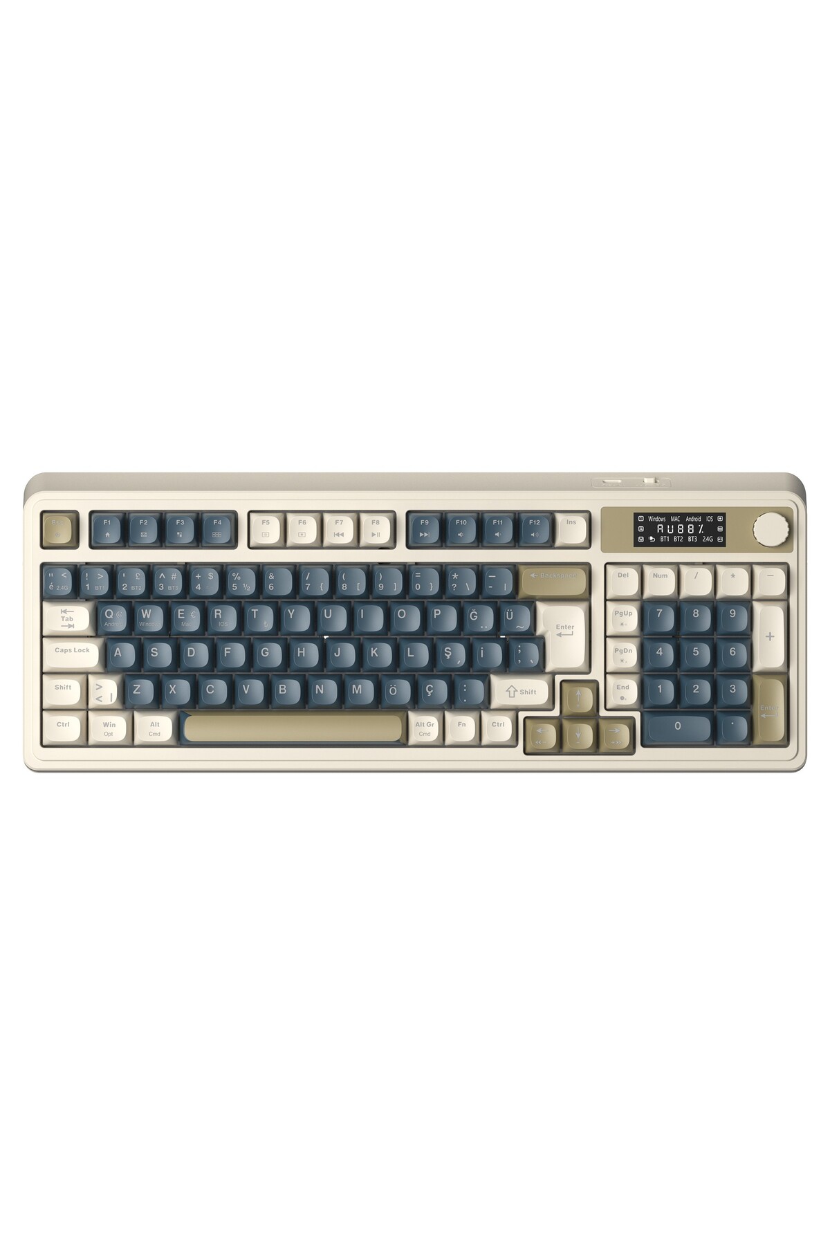 کیبورد بی‌سیم ماکرو ترکی S99 Pro Retro RGB Gaming 3 مدلی بلوتوث/2.4GHz/USB-C لاجوردی