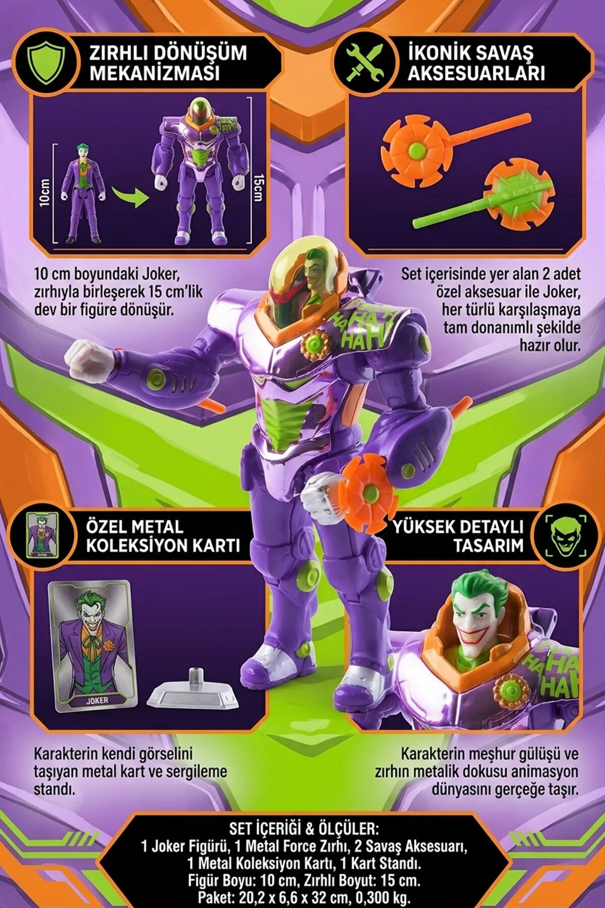 Feyza Oyuncak DC Metal Force The Joker Zırhlı Figür 15 cm Zırhlı