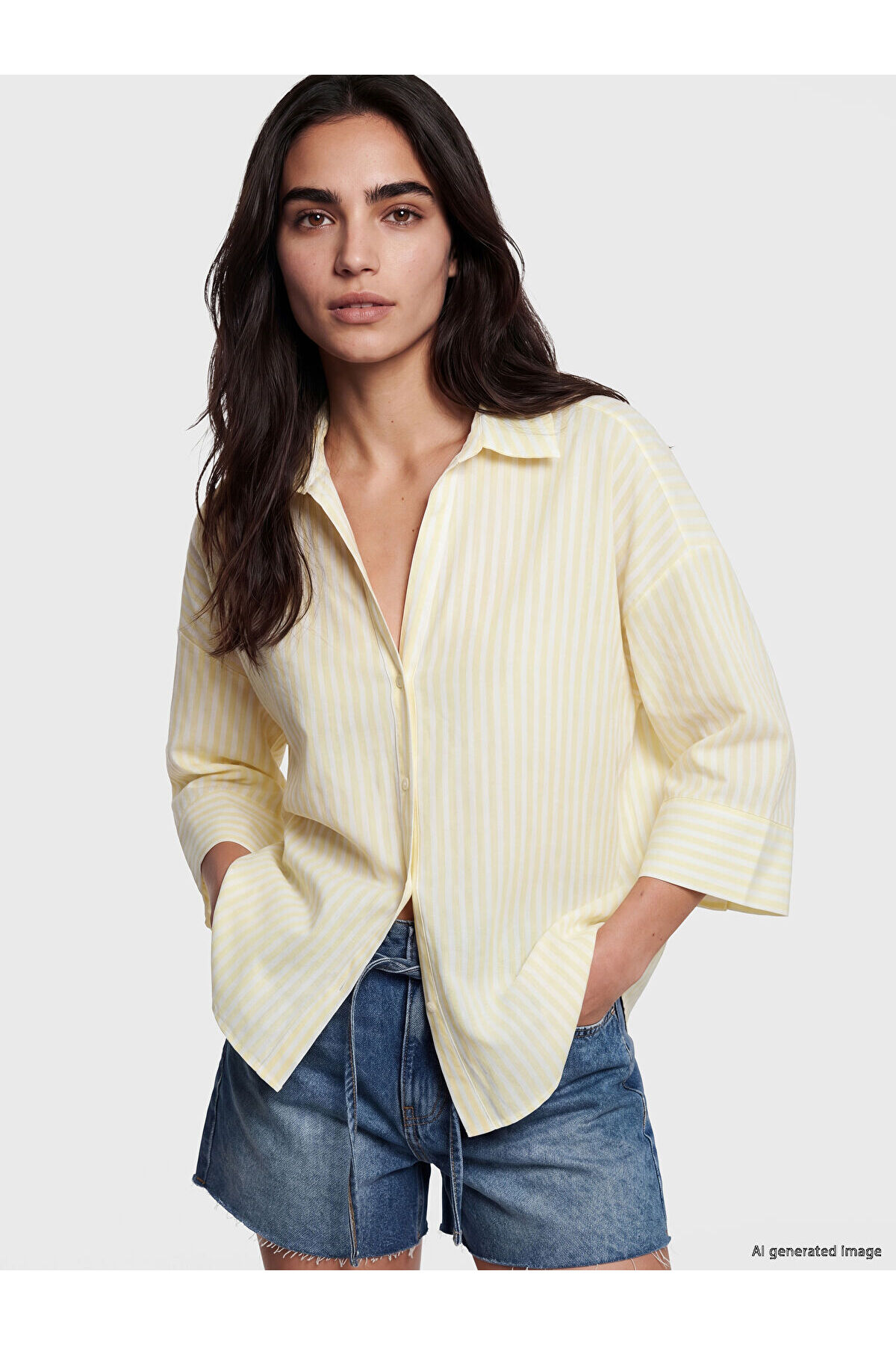 LC Waikiki Vizyon New Season Striped Oversized Poplin Women's Shirt