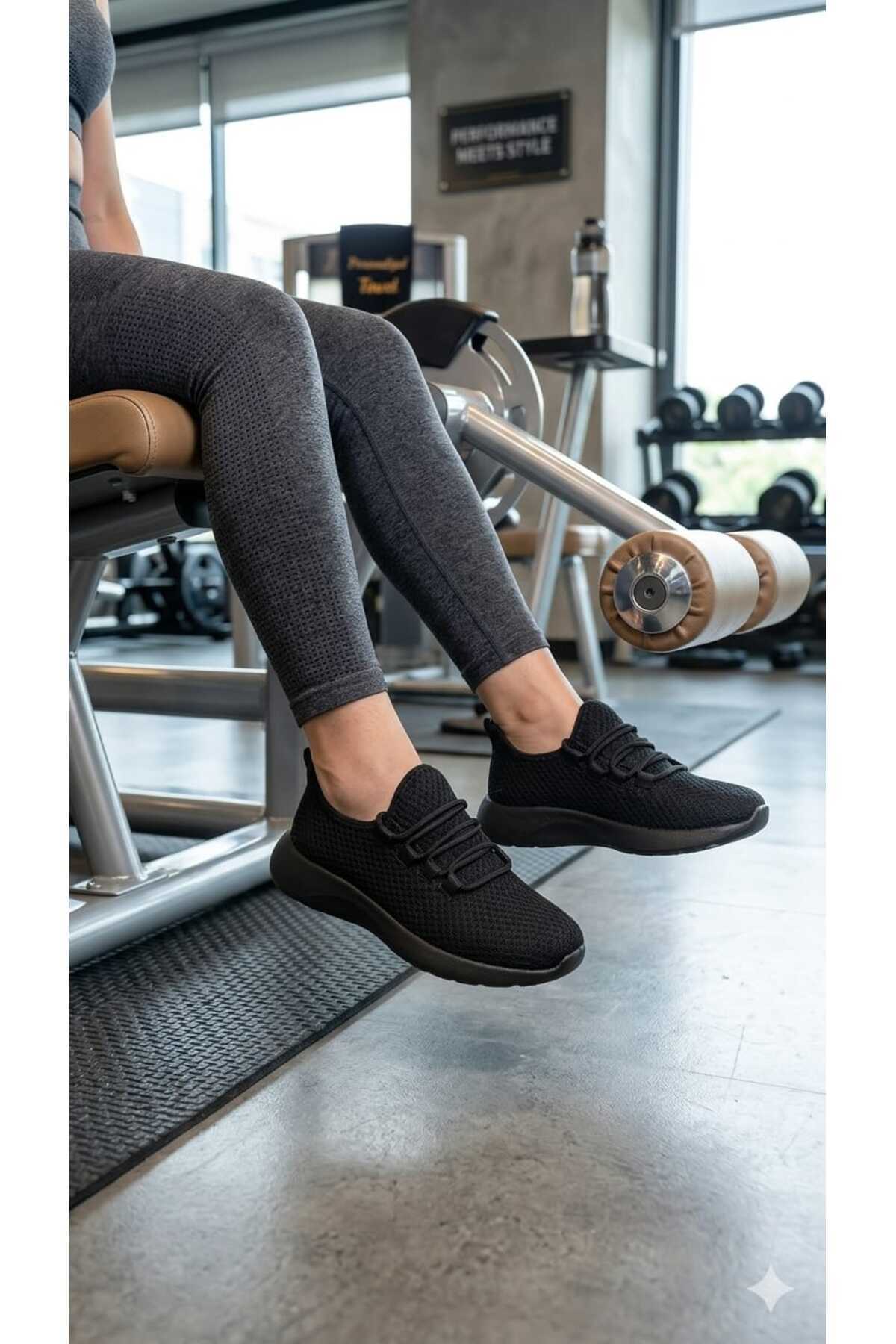 Kadın Erkek Unisex Siyah Sneaker Günlük Fileli Spor Ayakkabı 1 — مشکی netto — تصویر 2 از 3