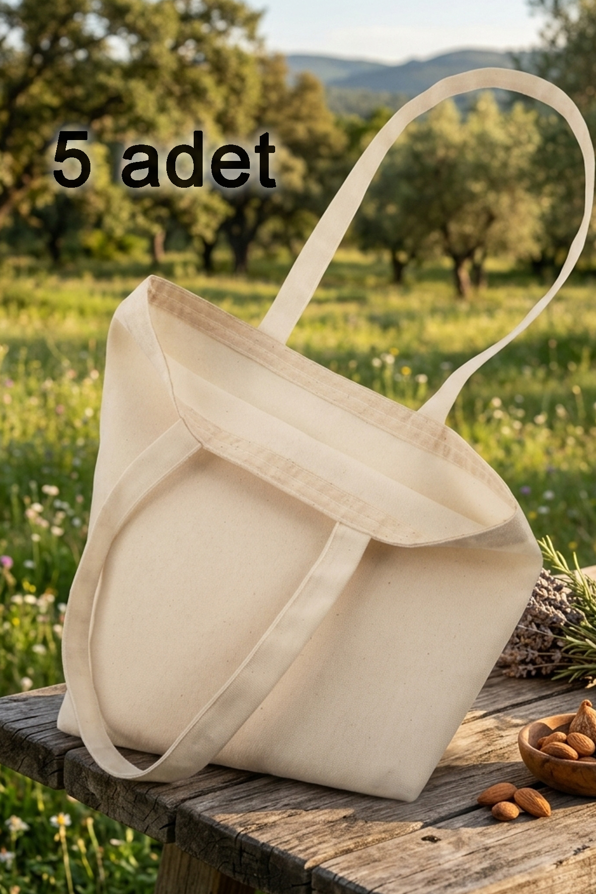 A8 Kurumsal Hizmetler 220 gr Kalın, 35x40 cm, Premium Kanvas Ham Bez Çanta 5’li Set, Boyama, Punch ve Nakış İçin Doğal Kumaş Tote Çanta görsel 2