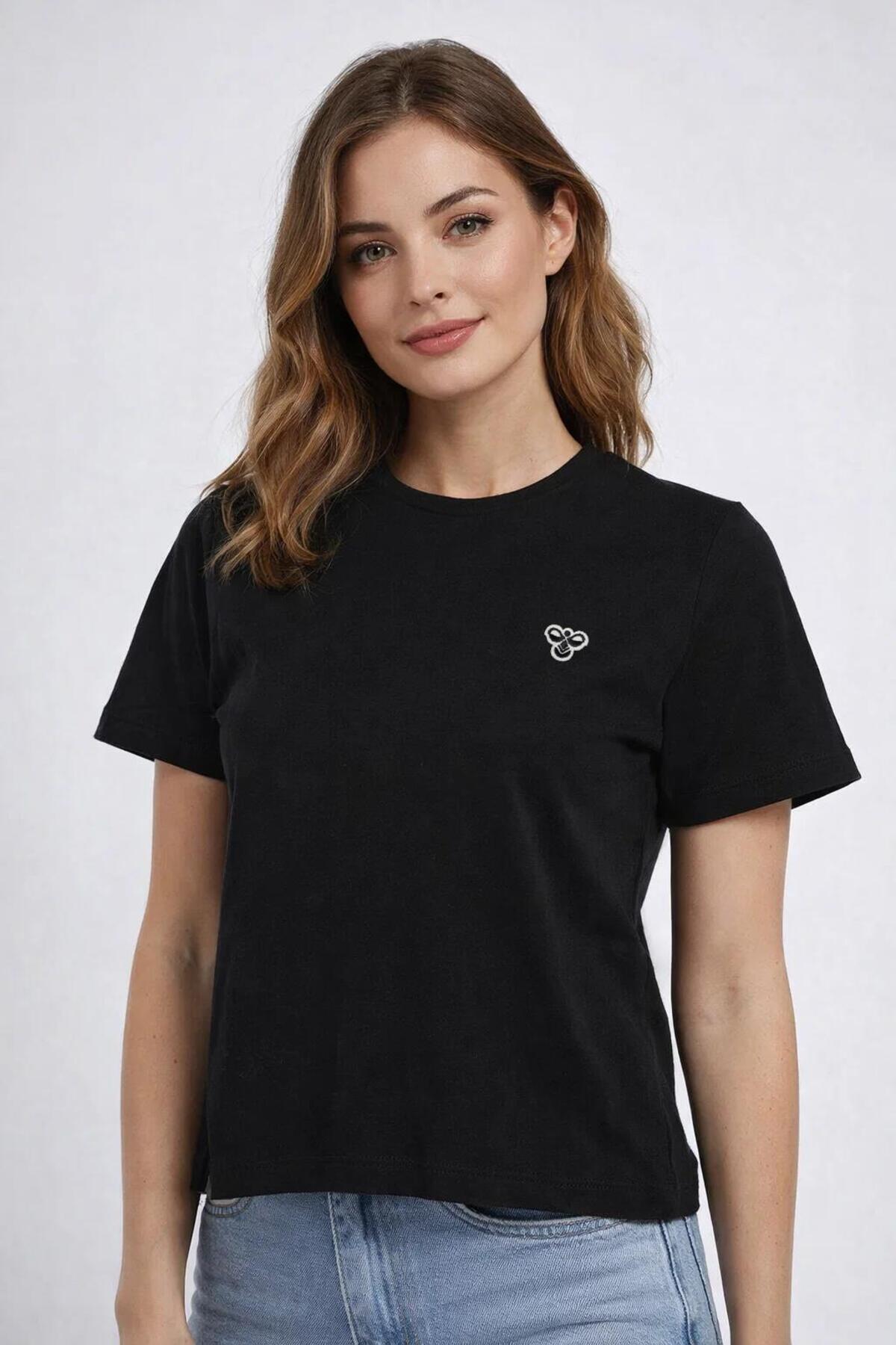 hummel T-Ic Icona Regular 911867-2001 Siyah Kadın Casual T-Shirt