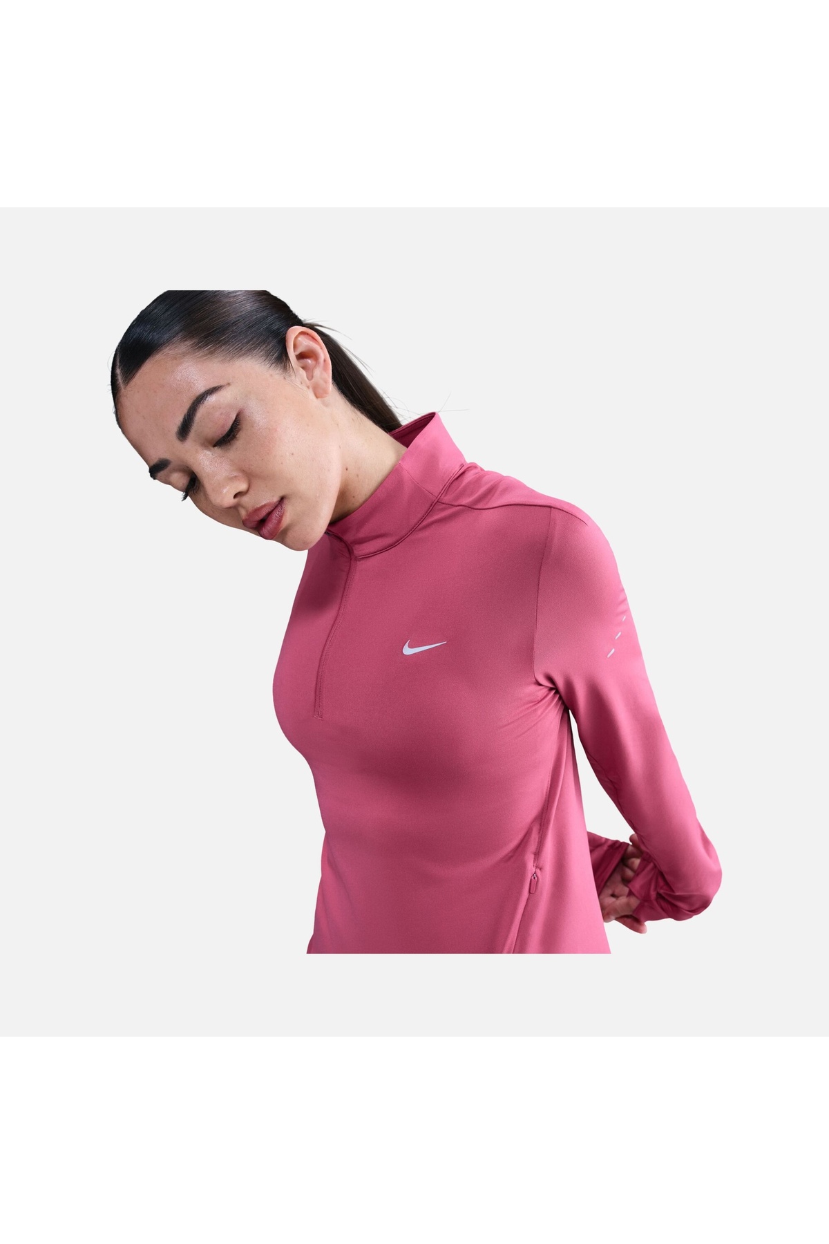 Nike Swift Kadın Pembe Koşu Üstü Dri-FIT UV Fermuarlı Sweatshirt | HQ0499-634 görsel 4