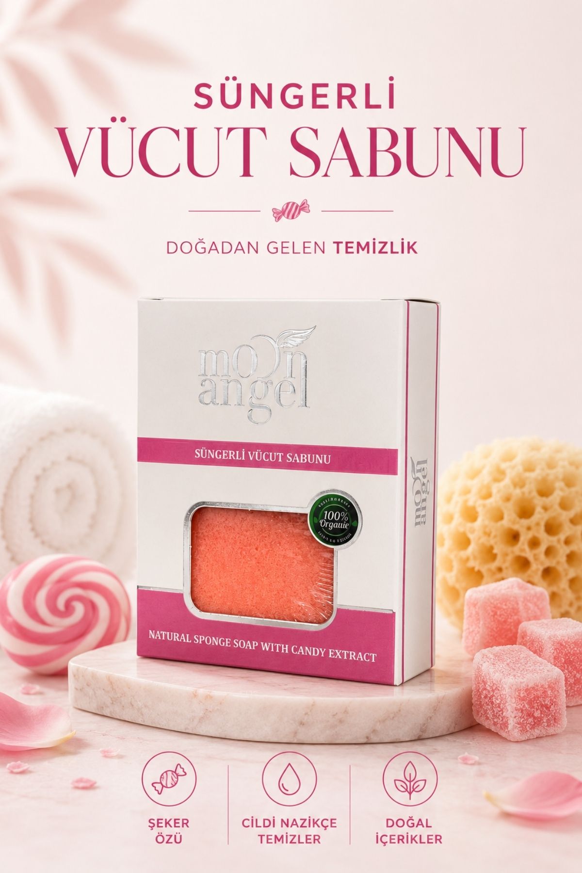 Süngerli Sabun Doğal Güzellik Candy Extract Vücut Sabunu — görsel 2