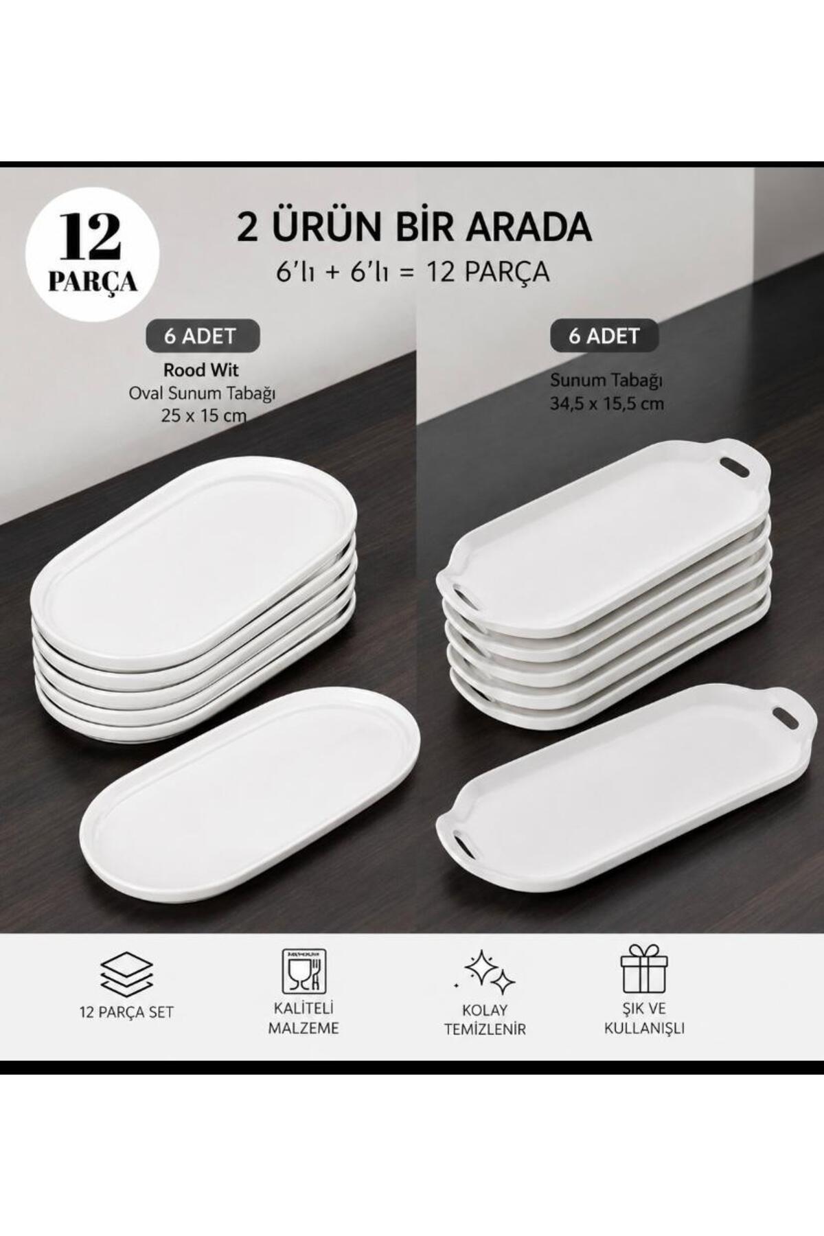 Rood Wit 6 Adet Oval Tabak ve 6 Adet Tavuk Dünyası Tabağı - Fiyatı