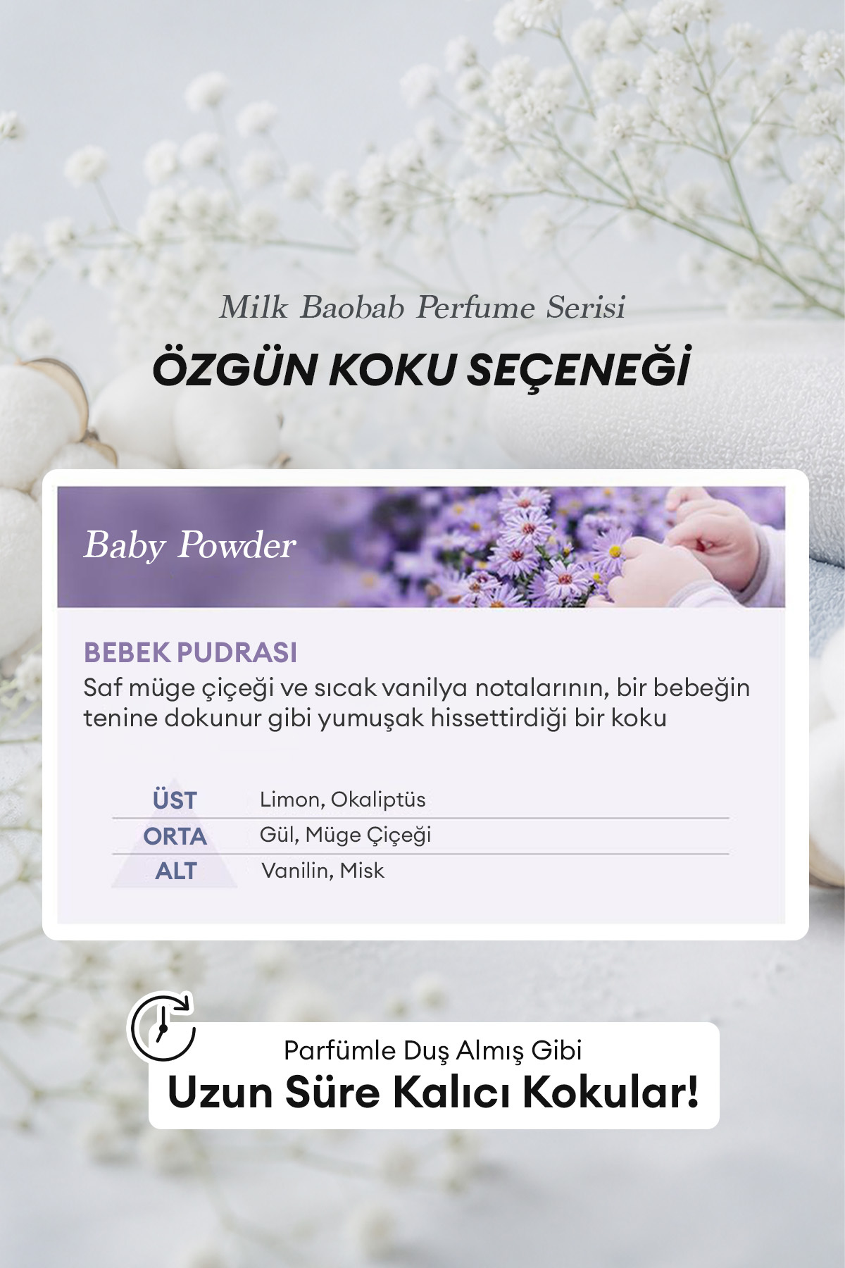 6 Hyalüronik Asitle Nemlendiren Parfümlü Vücut Losyonu Perfume Body Lotion (Baby Powder) — BAOBAB-LOTION-01 — تصویر 3 از 9