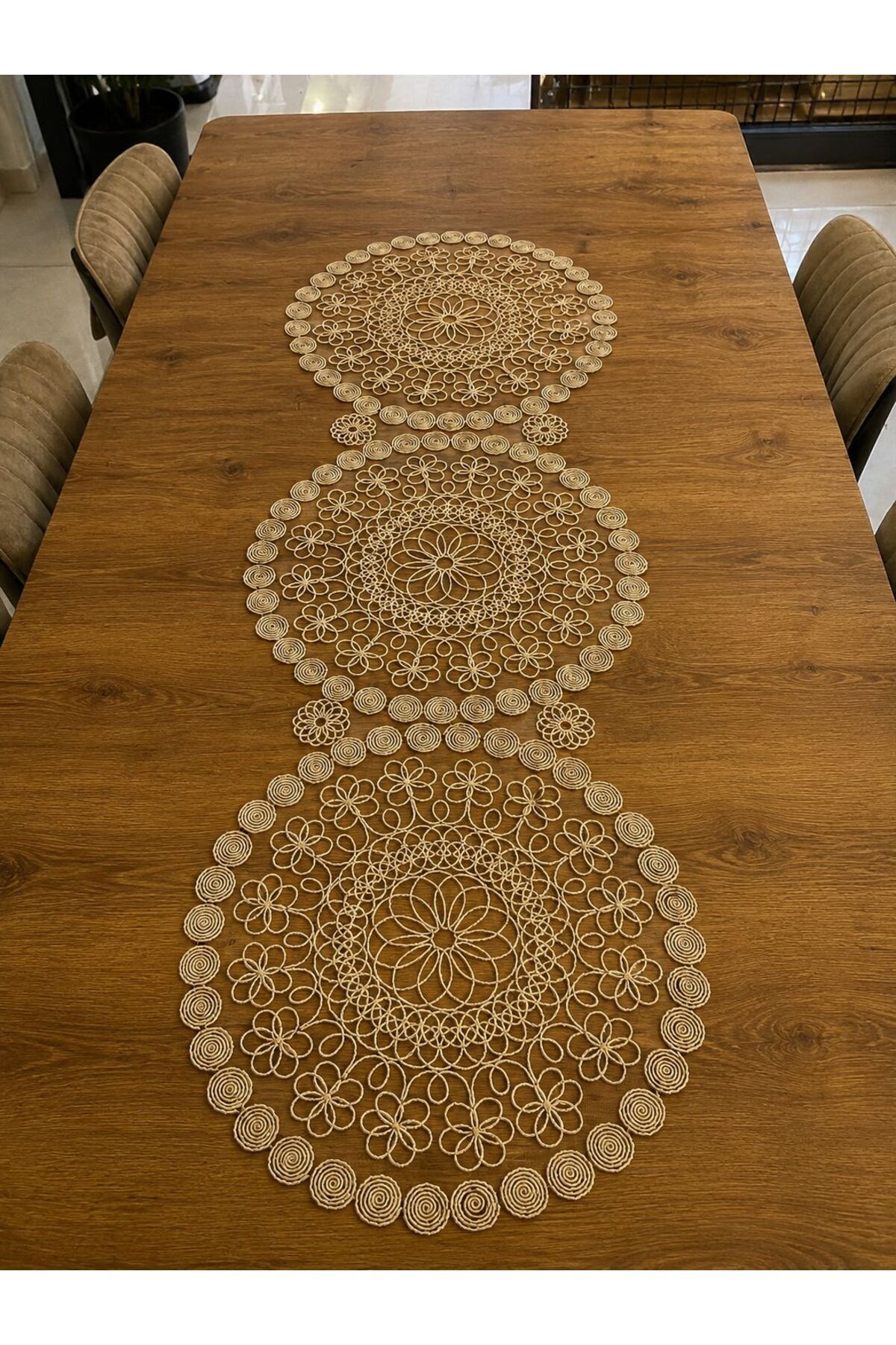 Runner on Table, Tablecloth Runner French Lace Detailed Runner 110 x 37 cm One Piece