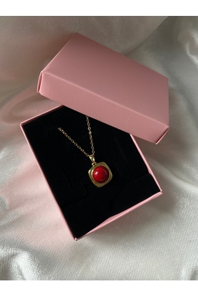Ezremu Store Kızıl Işık Gold Çelik Kolye
