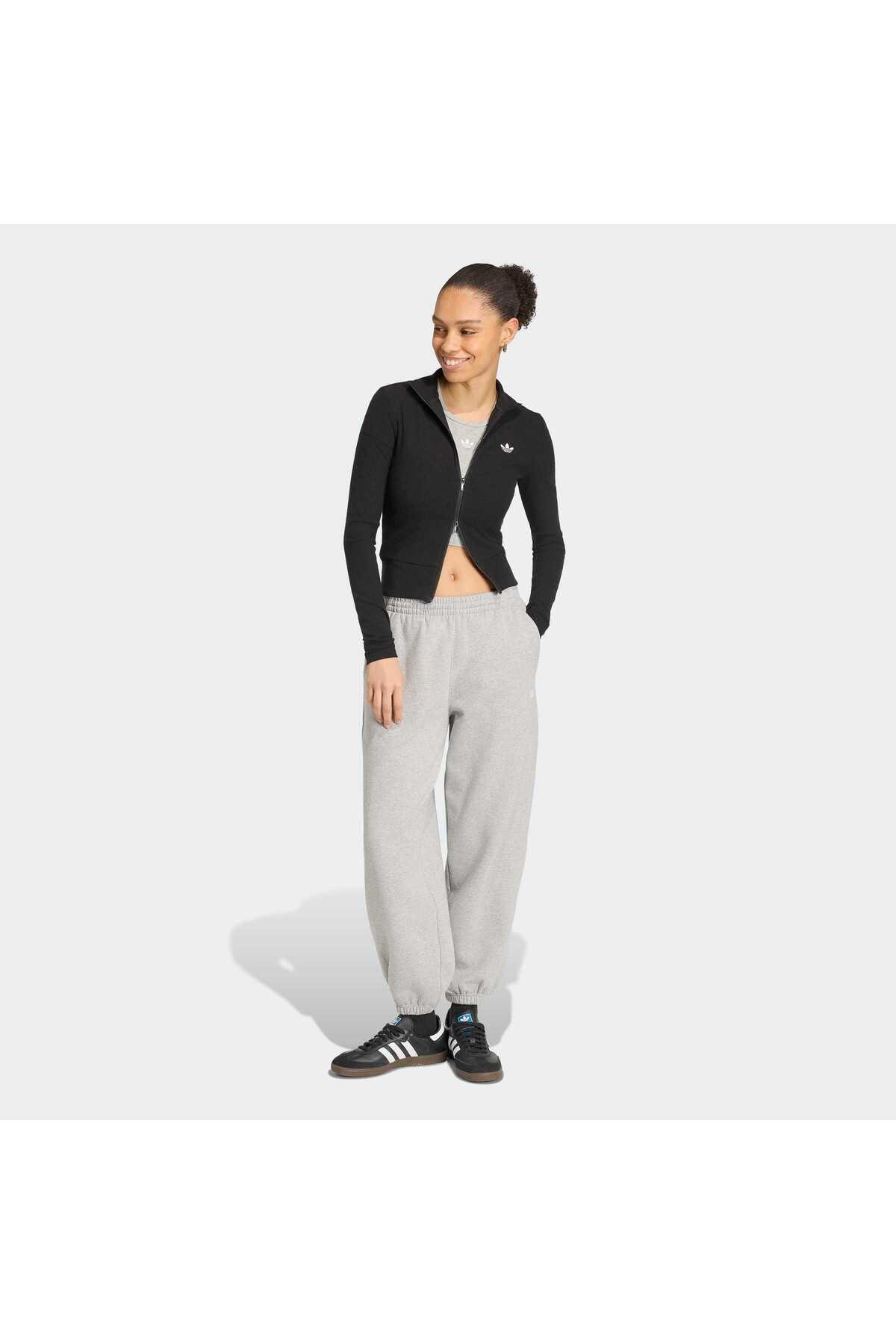 adidas Ess Rib Fz Tt Kadın Spor Sweatshirt KR3598 görsel 3