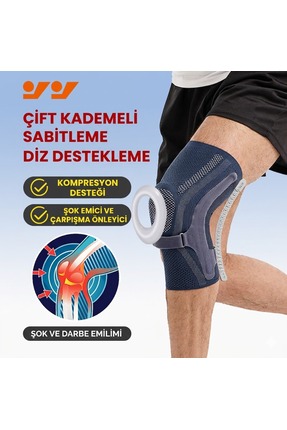 KEMOVE Premium Siyah Sporcu Dizliği - Çift Yönlü Yay Desteği, Ön ve Arka Pate...