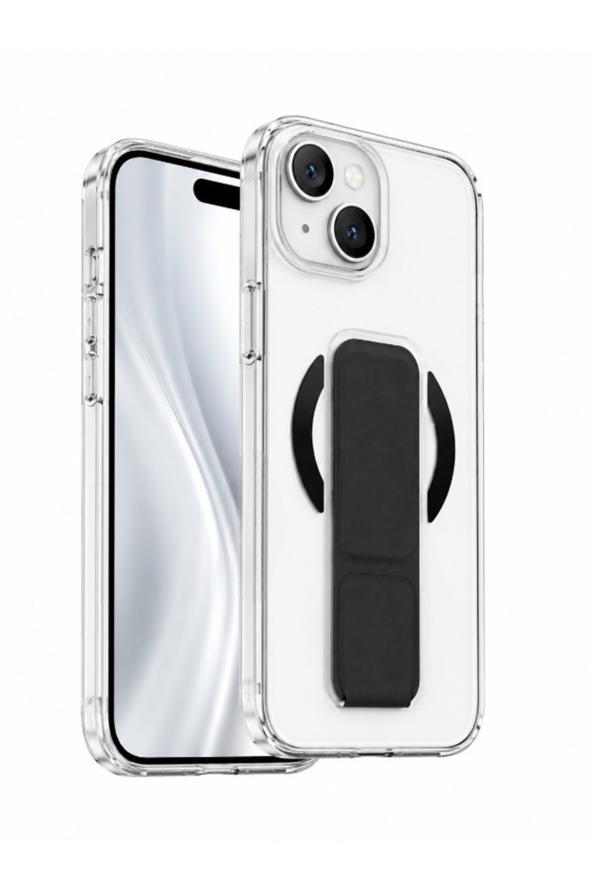 iPhone 15 Uyumlu Manyetik Magsafe Sararmaz Kılıf Katlanabilir Stand Premium Kristal Şeffaf