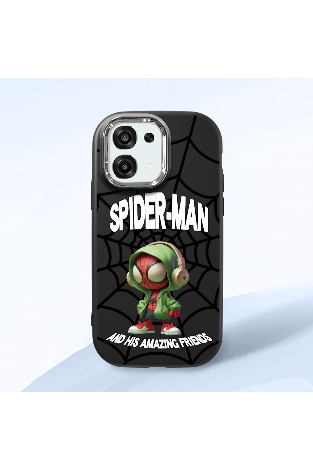 OPPO A6 Pro Compatible Case camera protector Black Silicone Couple Phone Case with Spider Pattern