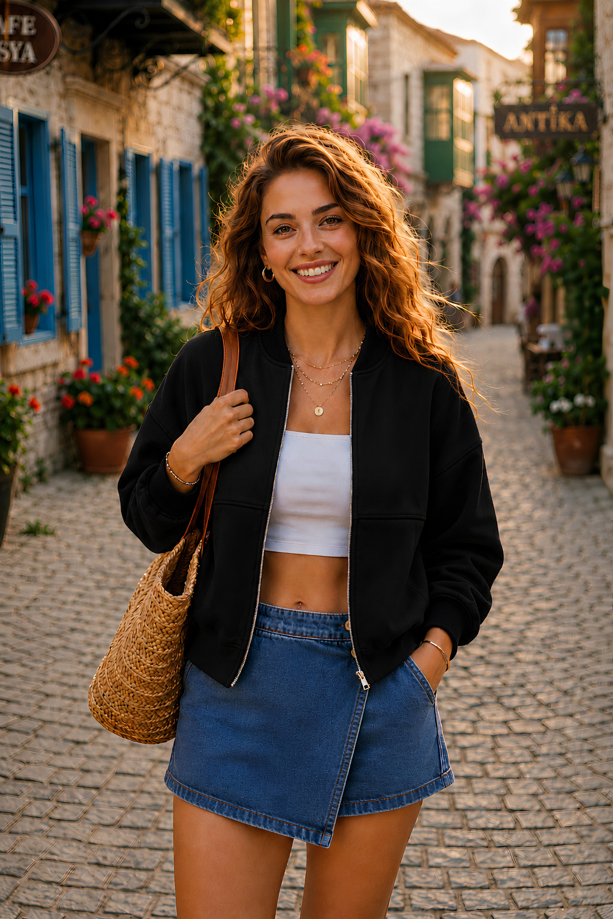YAKAMEL  Kadın Fermuarlı Oversize Bomber Basic Mevsimlik Günlük Ceket