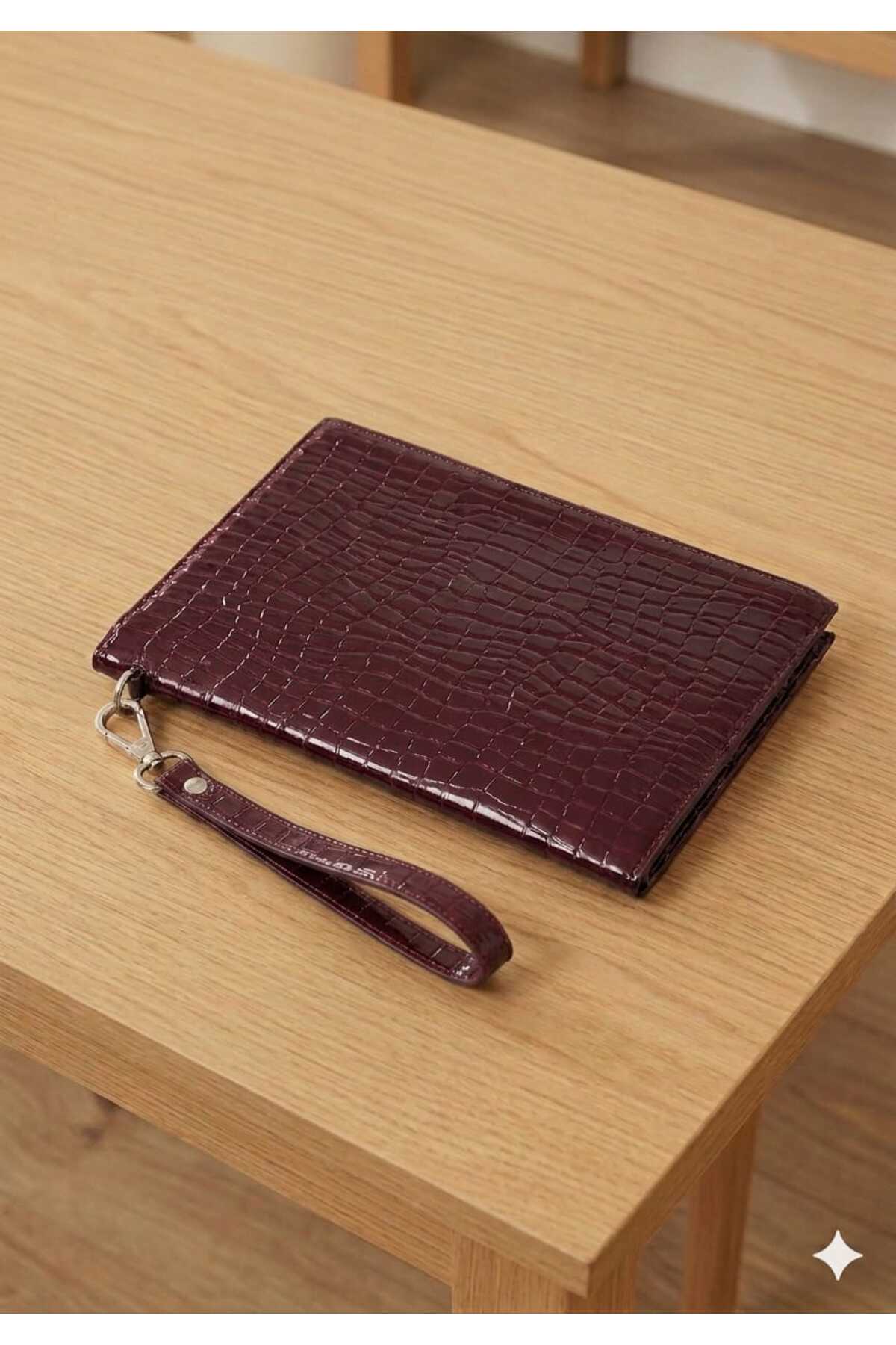 DİAMOND OUTLET Siyah - Lacivert, Bordo - Yeşil -14Cm Fermuarlı Şık El Çantası Günlük Kullanım görsel 2