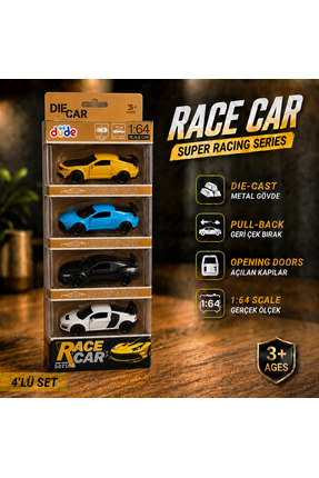 dude 4'lü Die Cast Metal Spor Araba Seti – 1:64 Ölçek - Çek Bırak Mekanizmalı...