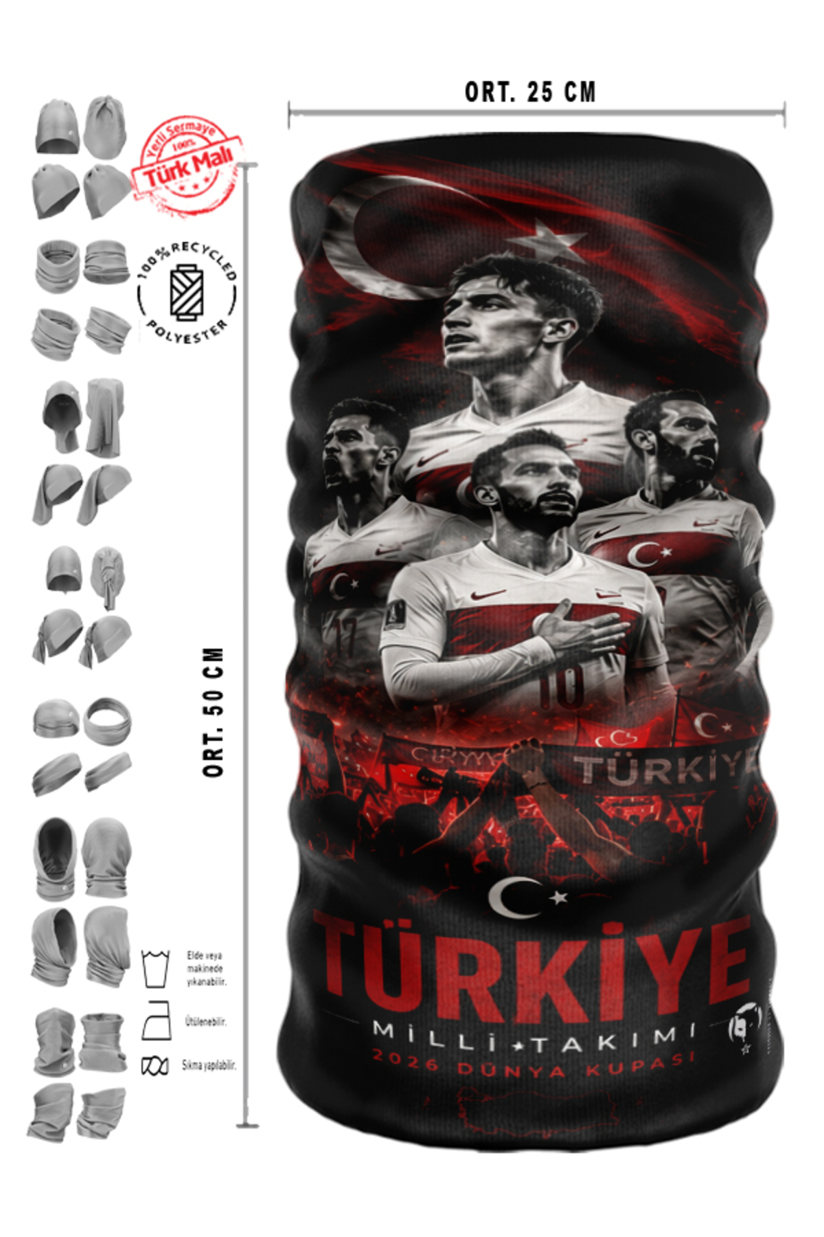 e-Taktik 2026 Dünya Kupası - Türkiye Milli Takımı Boyunluk Bandana Maske - Hedef Dünya Gurur Türkiye