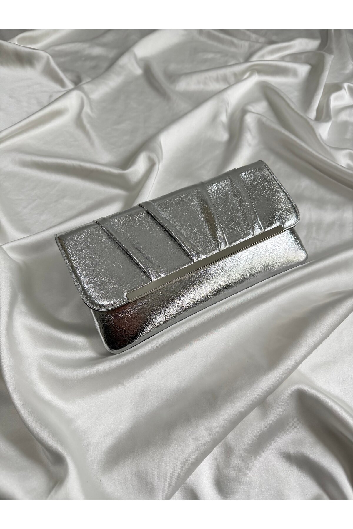 Mia Collection Holly Model Düğün Nişan Abiye Çanta Clutch Çanta Gümüş