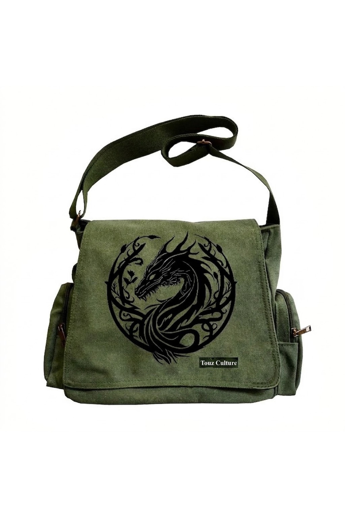 Touz Moda Dragon Culture Baskılı Unisex Postacı Çantası