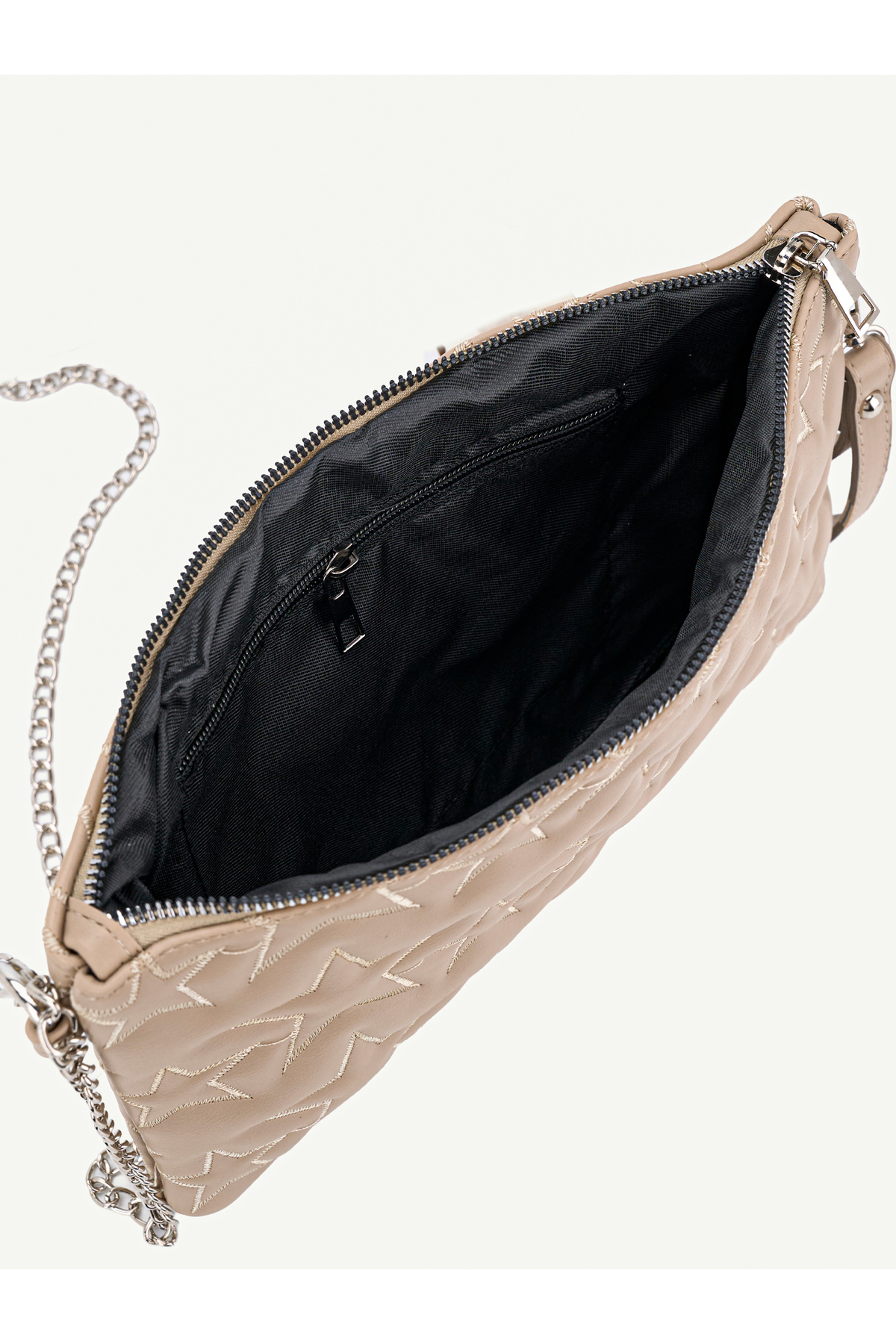 Kadın Yıldız Nakış İşlemeli Portföy El Çantası Bilek Askılı Saten Astarlı Clutch Çanta