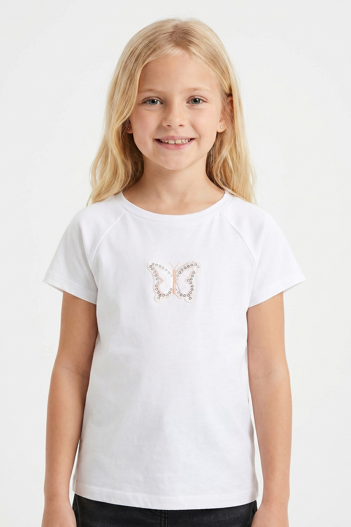 100% Cotton Girl Pink Bird Print Sequin T-Shirt - Cute & Colorful Summer T-Shirt