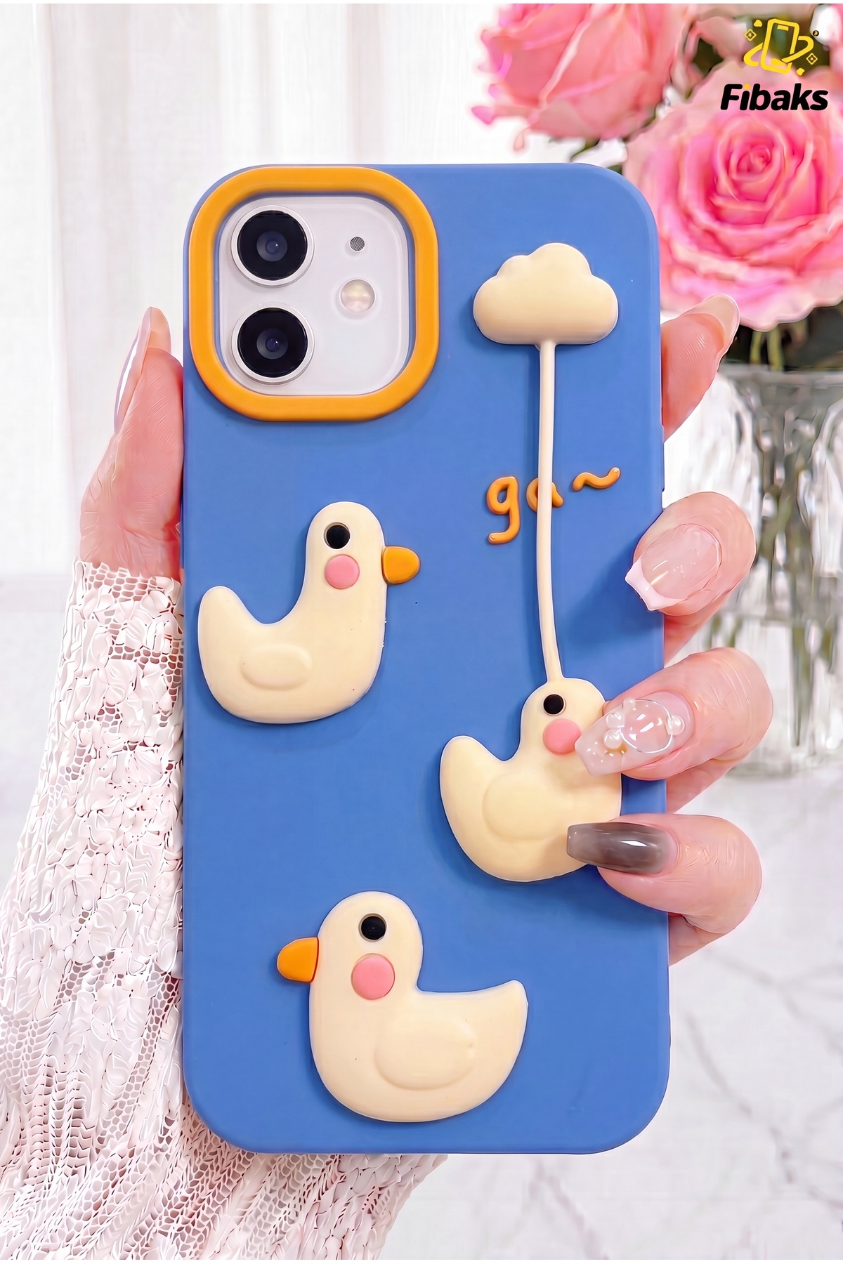iPhone 11 Case 3D Duck Toy Hanging Silicone Phone Case Cover