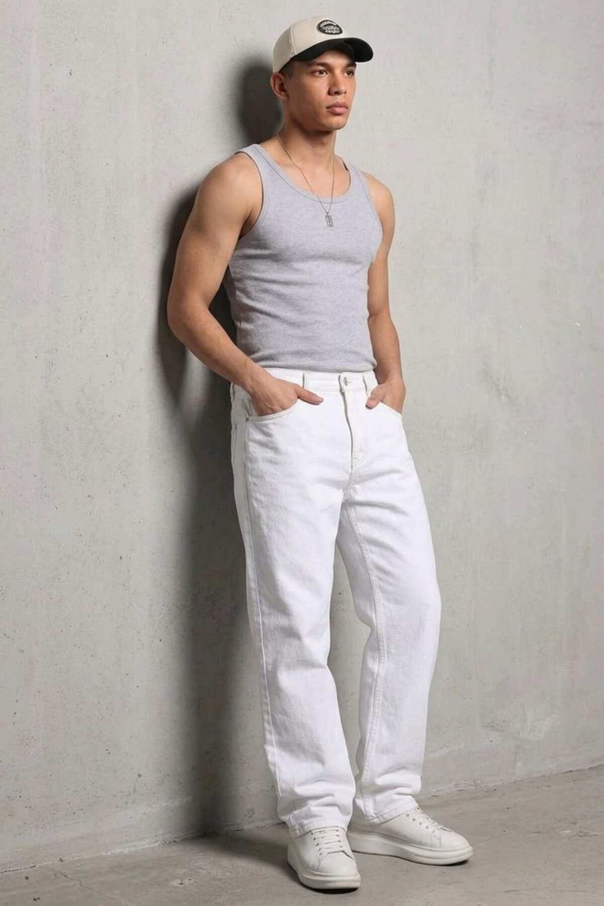 comstar Erkek Relaxed Fit 5 Cepli Beyaz Kot Pantolon görsel 4