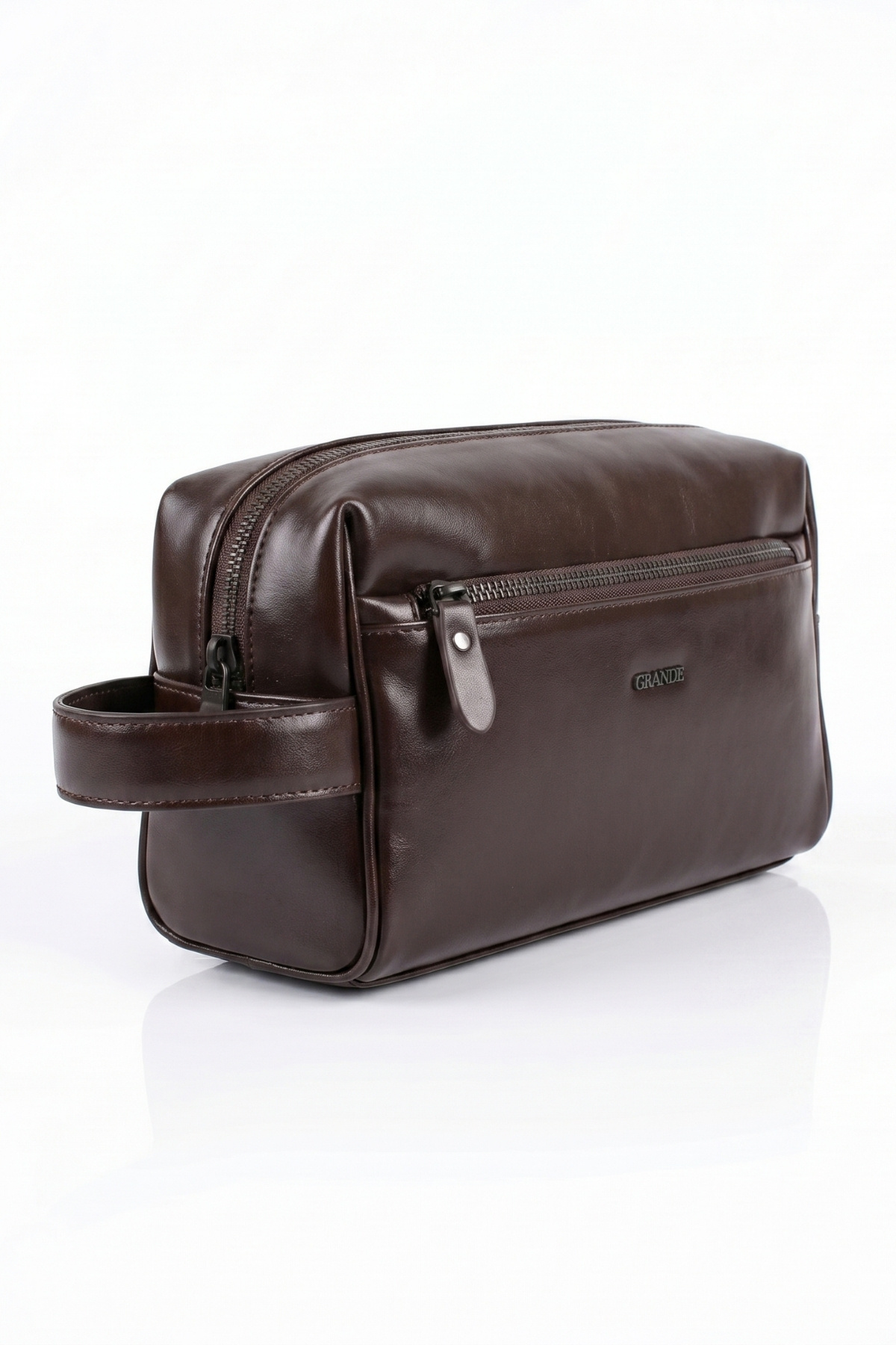 Grande 4273 %100 HAKİKİ DERİ EL ÇANTASI CLUTCH ÇANTA Analin Kahverengi görsel 4