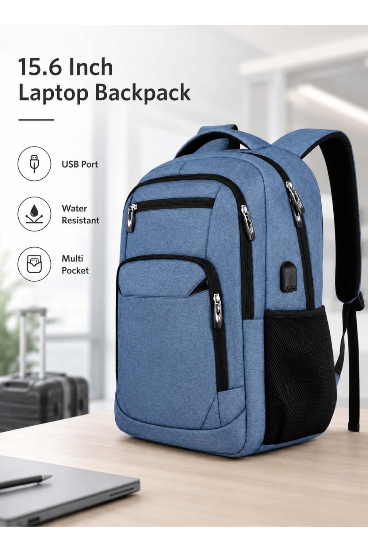 LEOXOL Travel Laptop Backpack | 15.6 Inch USB Charging School Bag | Water Resistant Multi Pocket Office College Bag For Men Women