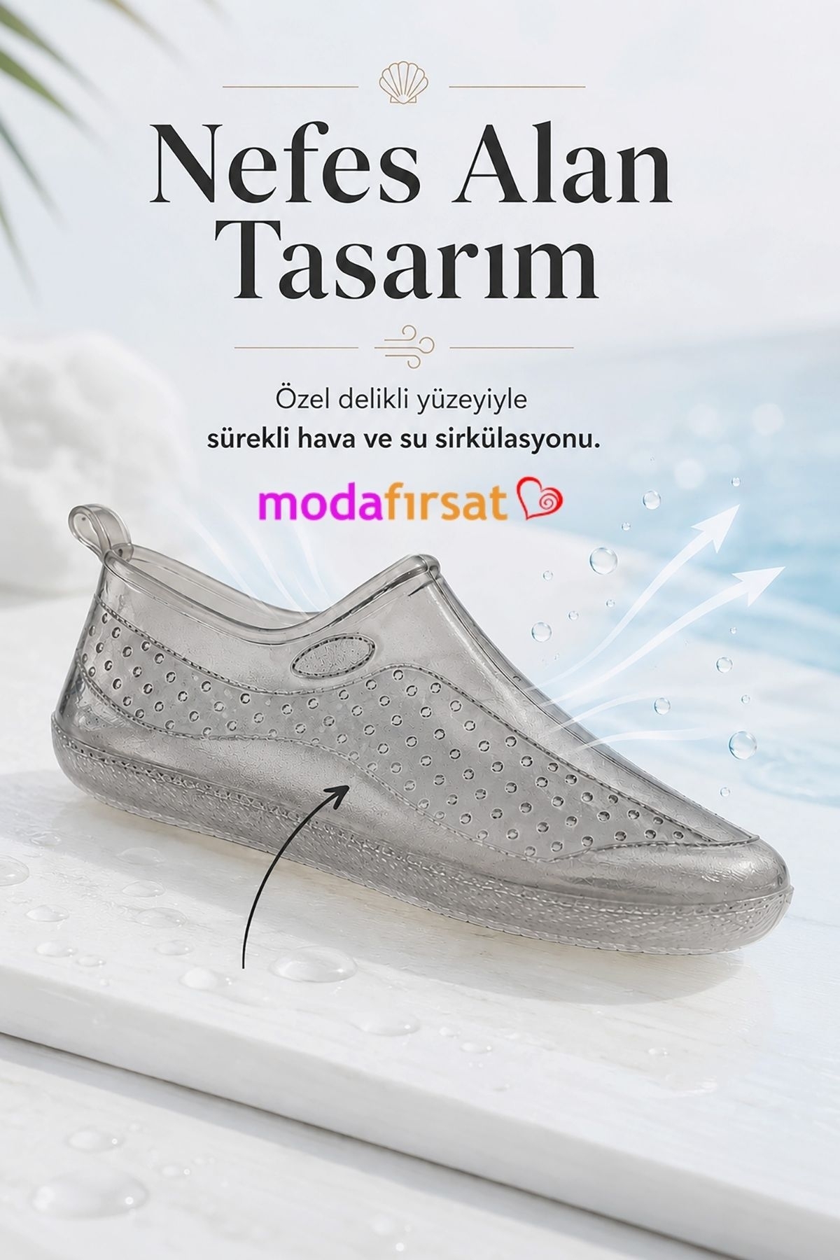 Modafırsat GARANTİLİ Deniz Ayakkabısı Kadın Erkek Şeffaf Kaymaz Taban Plaj Havuz Sandaleti görsel 7
