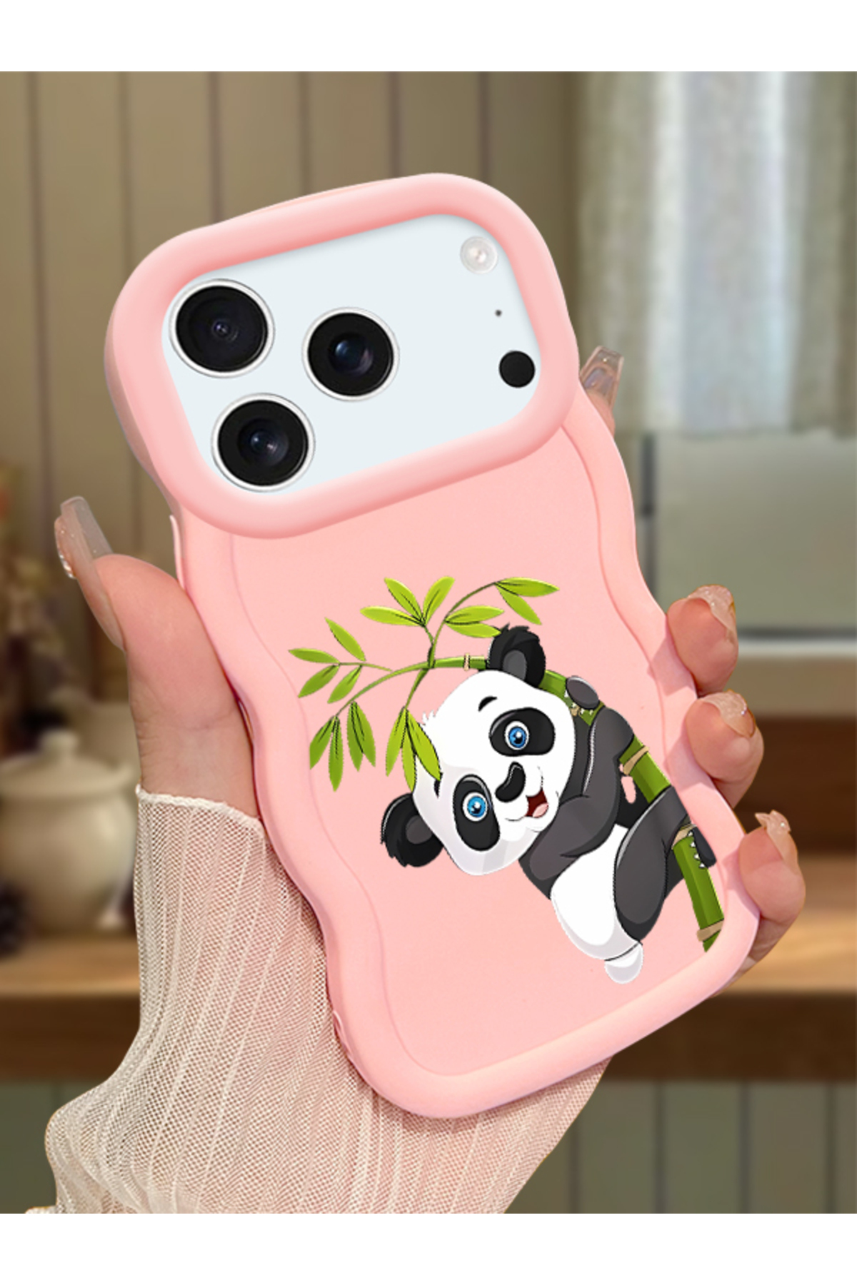 iPhone 17 Pro Max Compatible Case camera protector Pink Silicone Couple Phone Case Panda Pattern
