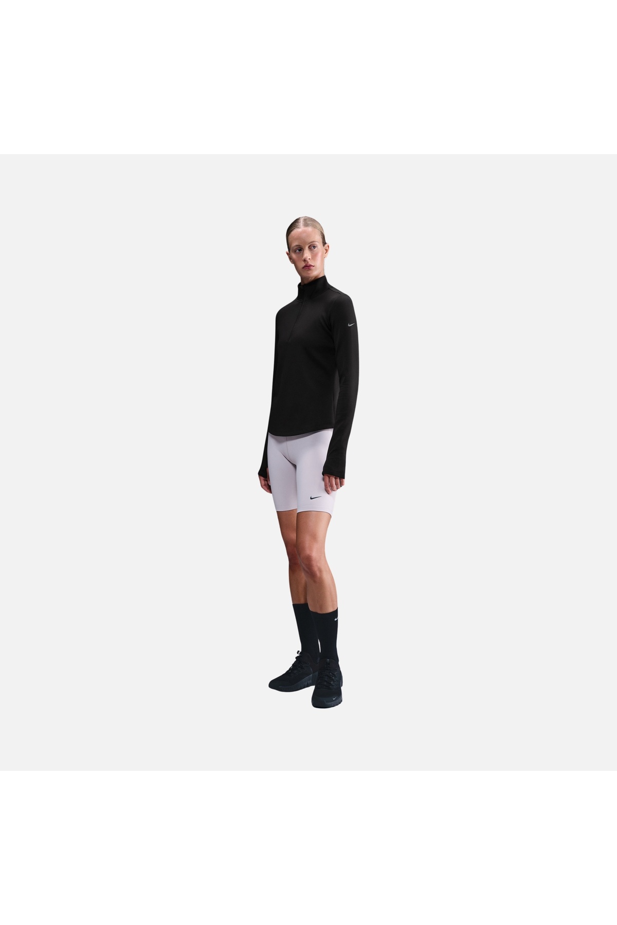 Nike One Kadın Siyah Spor Sweatshirt Termal Yarım Fermuarlı Üst | HV3688-010 görsel 5