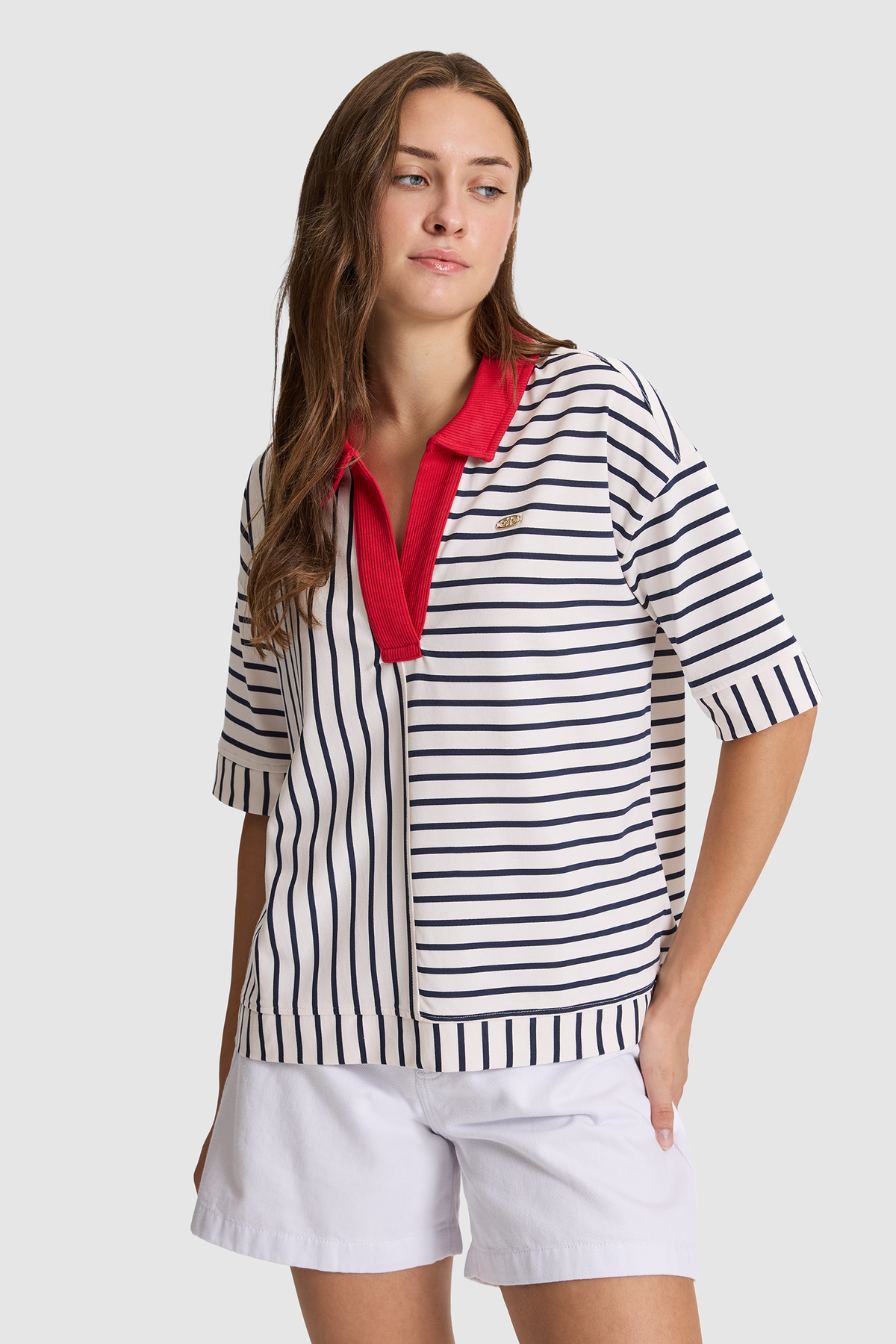 U.S. Polo Assn. Women's Navy Blue Polo Collar T-Shirt 50324922-Vr033