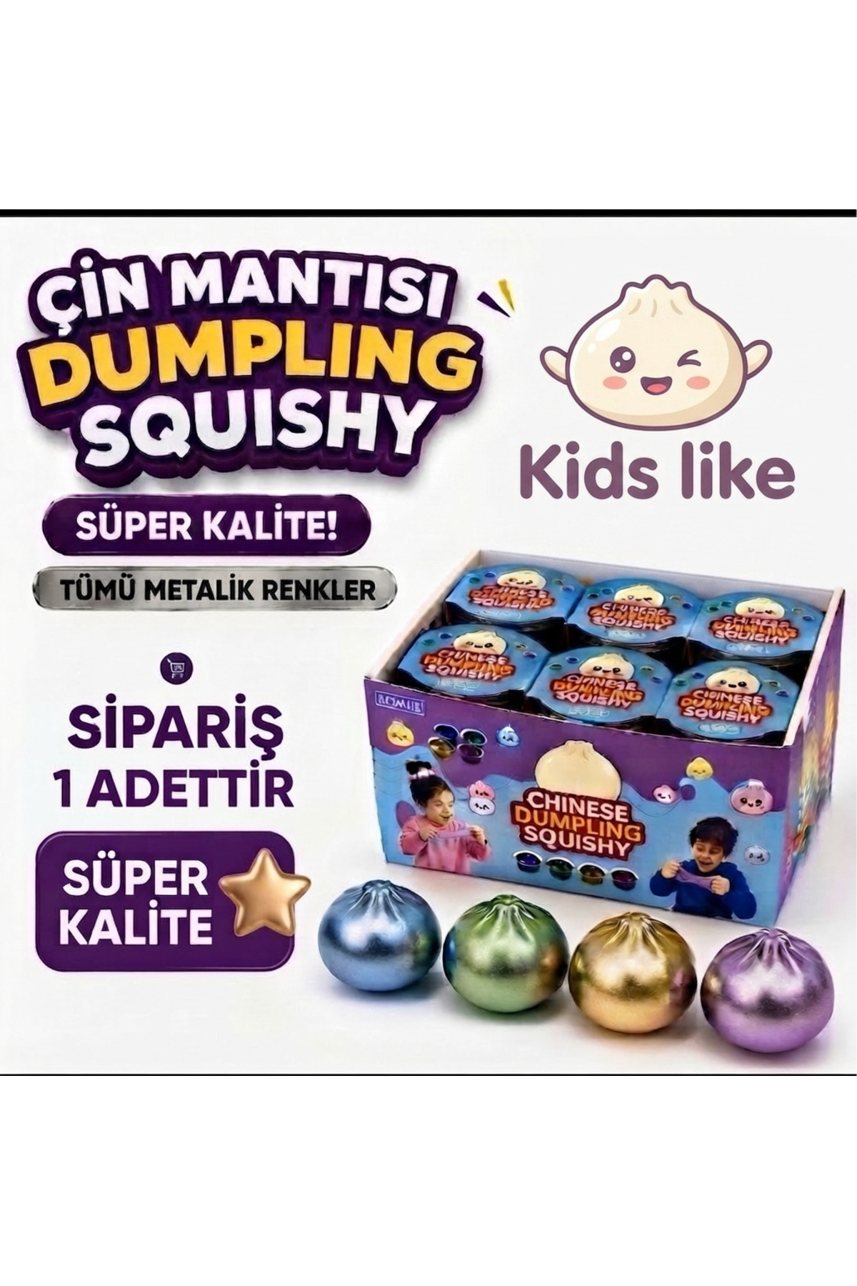 ミニスクイーズ③番トレー Kids Like ÇİN MANTISI CHINESE DUMPLING SQUISHY-SÜPER YUMUŞAK STRES
