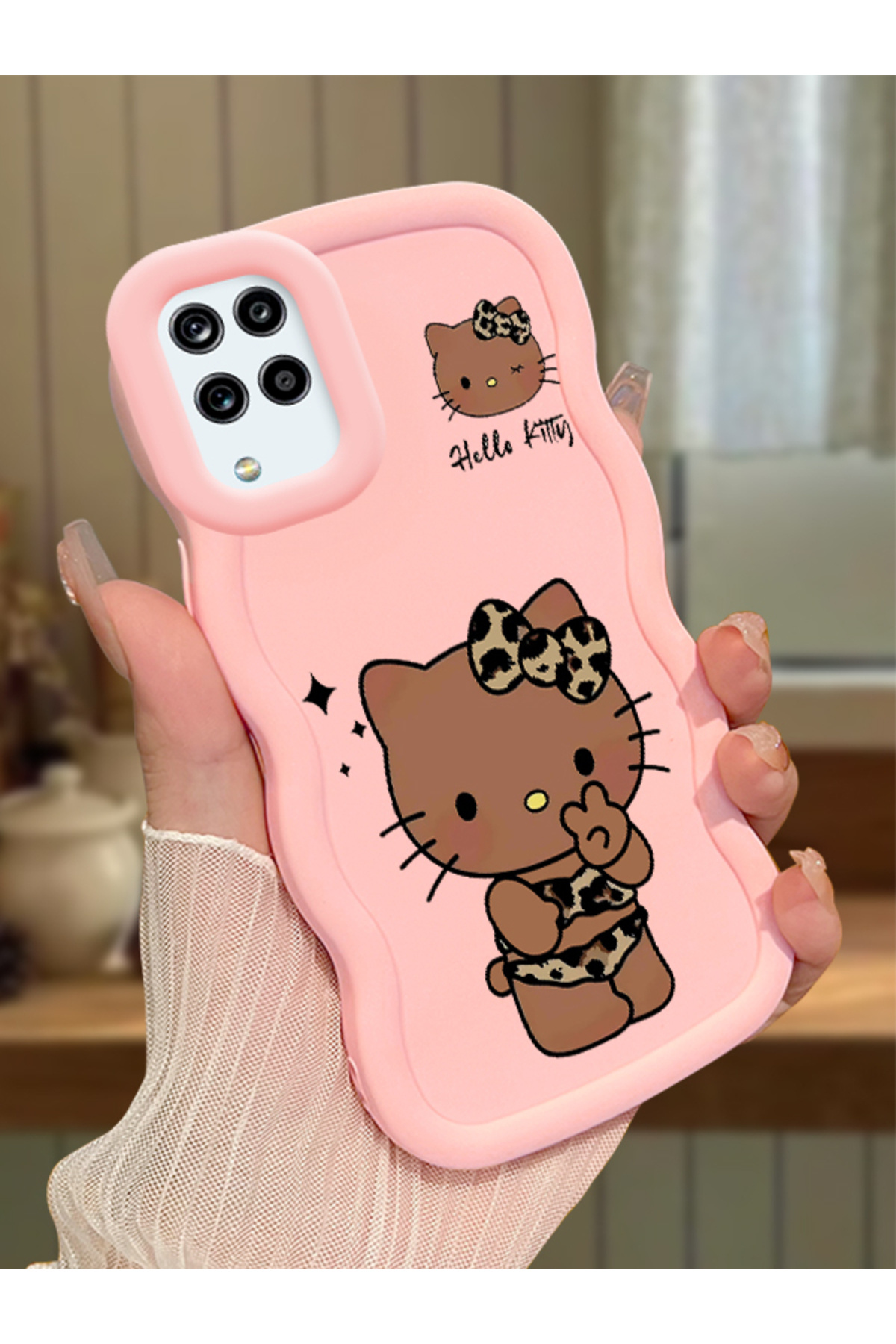 Samsung Galaxy M12 Compatible Case camera protector Pink Silicone Couple Phone Case Kitty Pattern
